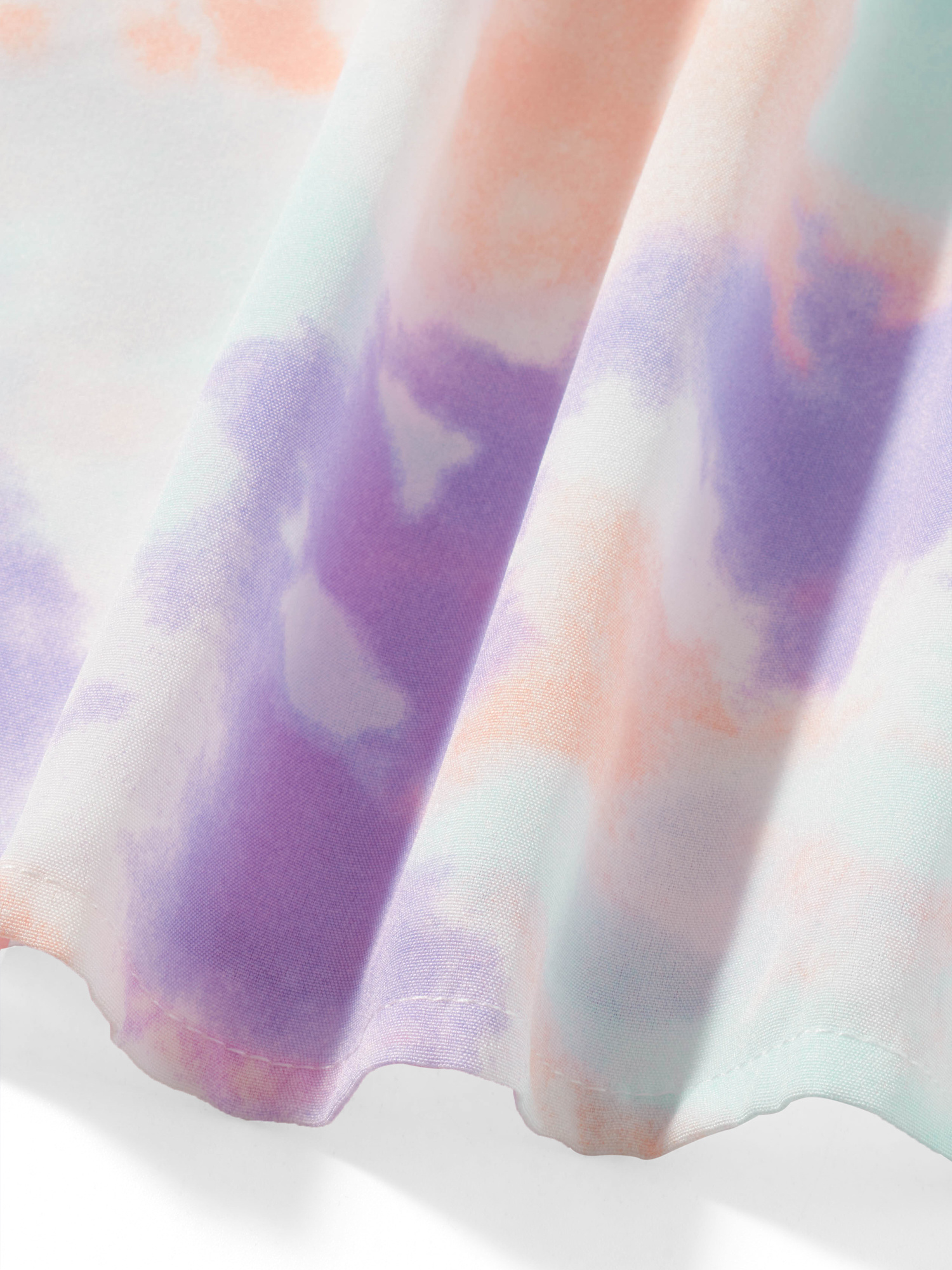 Parent-child Summer Casual A-line Dress Short Sleeve Square Neck Tie Dye Print Dress