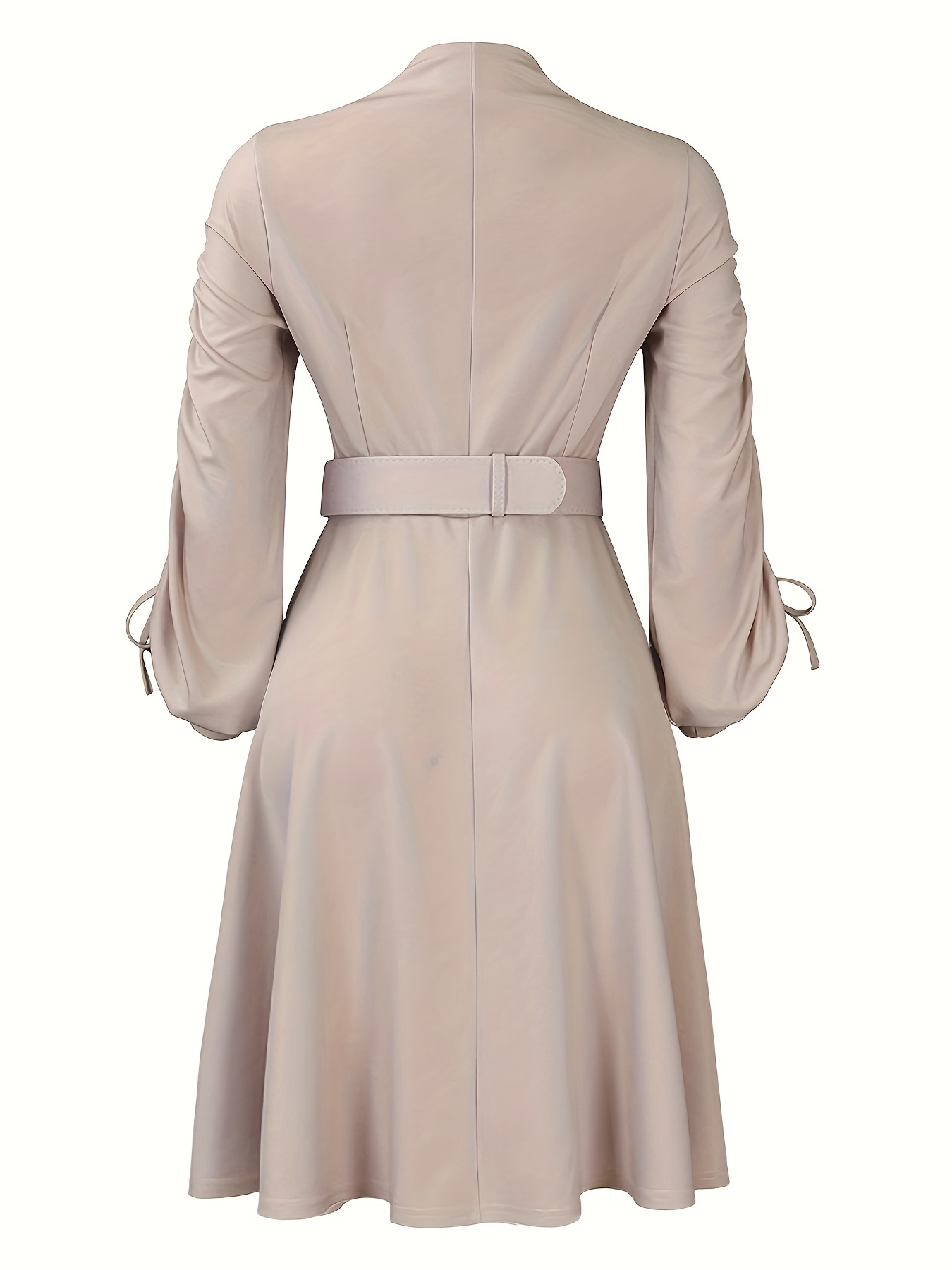 Fashionable V-Neck Drawstring Pleated Elegant Dress