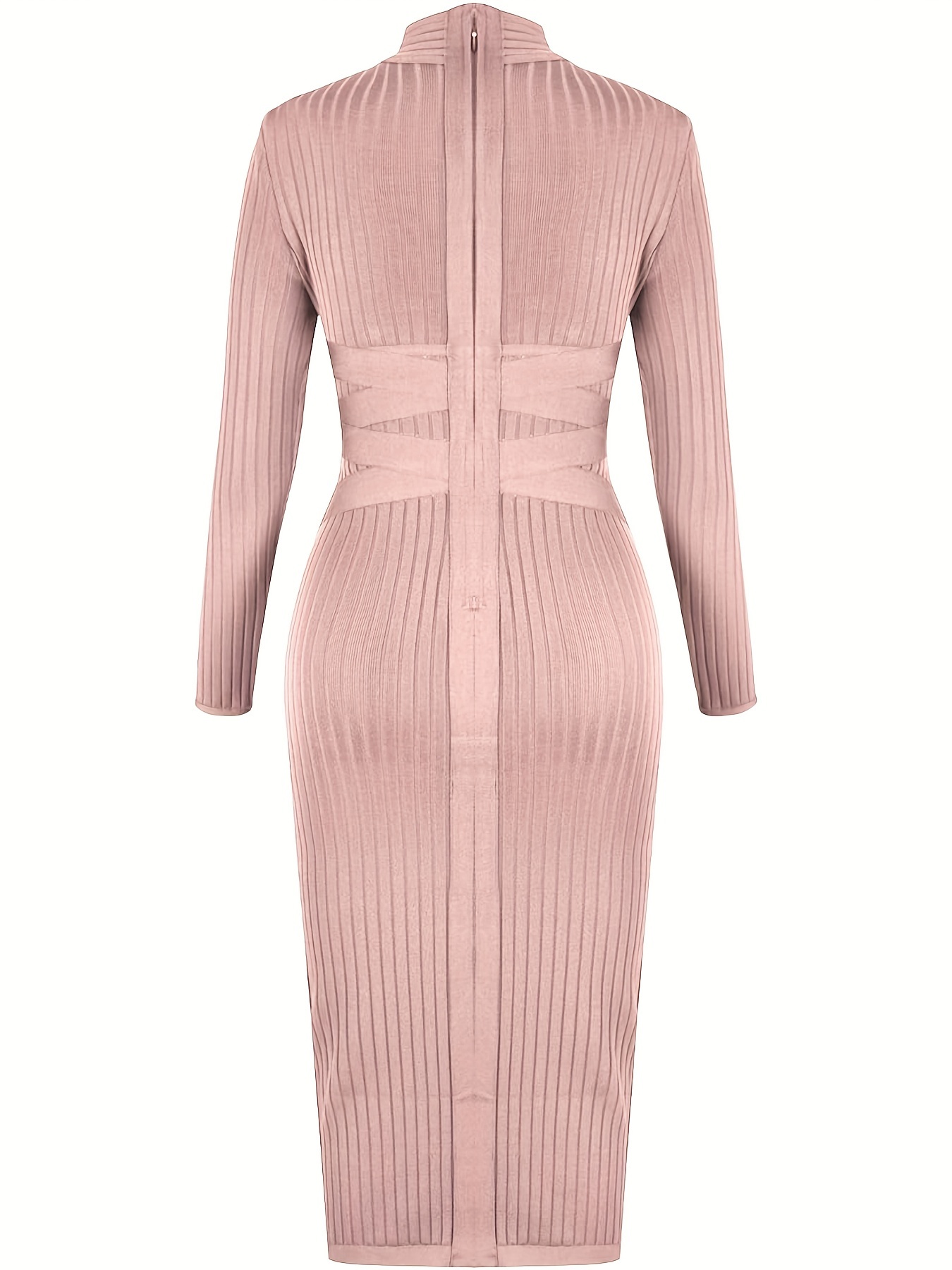 Women's Fashion Sexy Temperament Elegant Tight Autumn And Winter Mid-length Long-sleeved Bandage Dress Party Cocktail Evening Dress