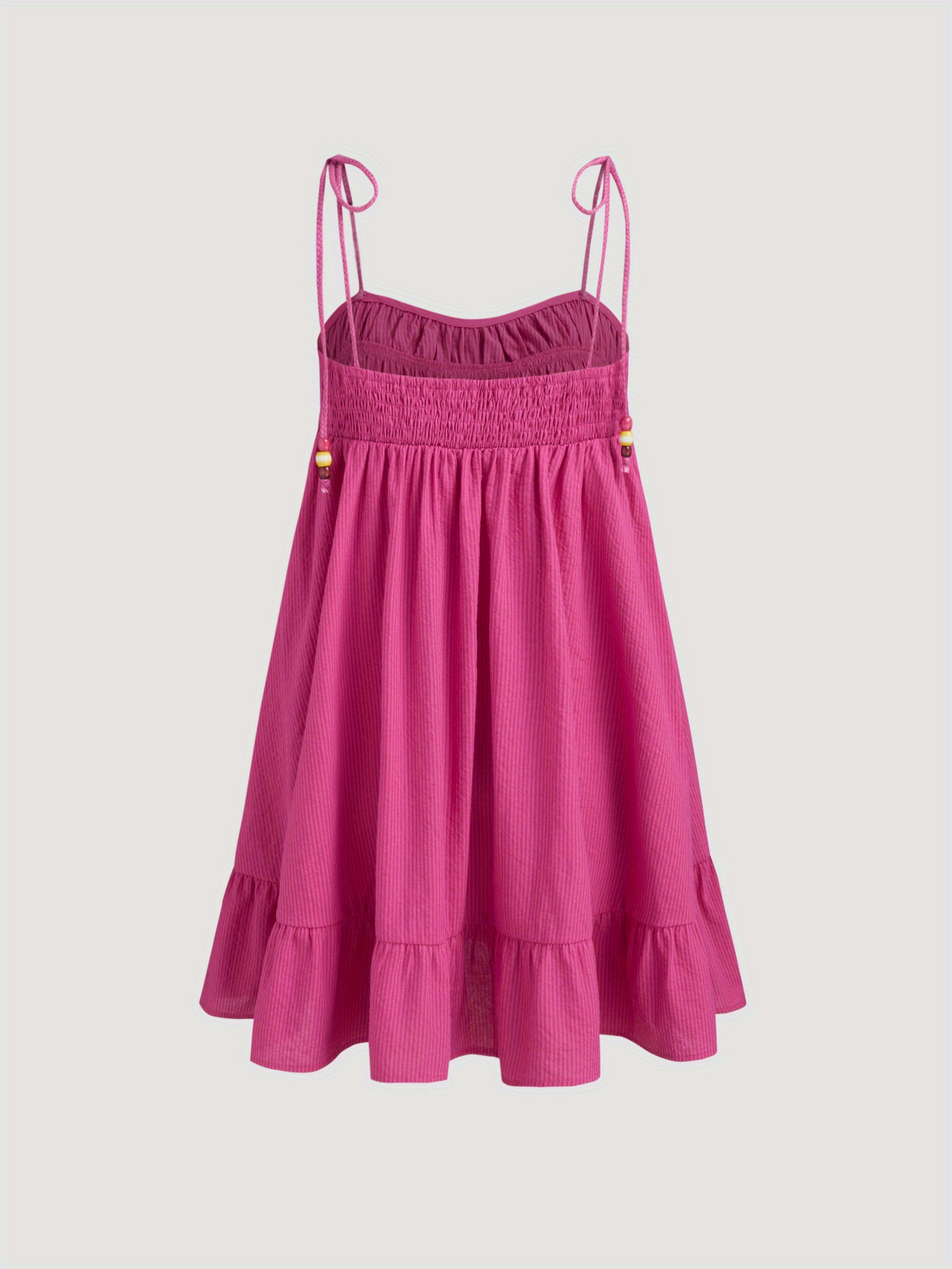 Women Low Cut Spaghetti Strap Mini Dress Flowy Loose Fit Sleeveless Cami Dress Tie-up Shoilder Short Dress