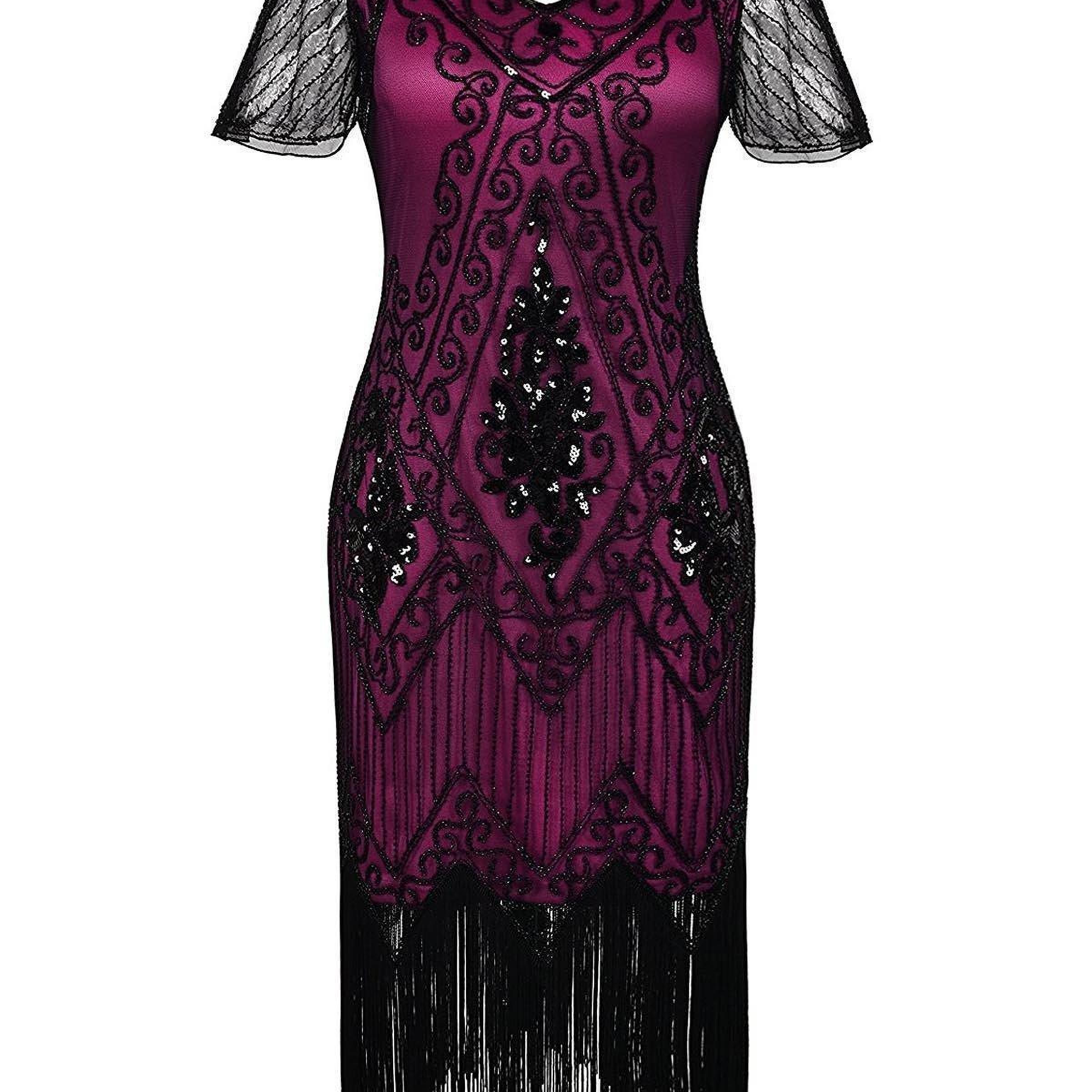 US Warehouse 1920s Sequin Art Deco Flapper Dress