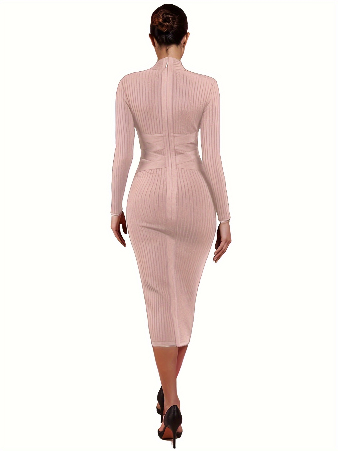 Women's Fashion Sexy Temperament Elegant Tight Autumn And Winter Mid-length Long-sleeved Bandage Dress Party Cocktail Evening Dress
