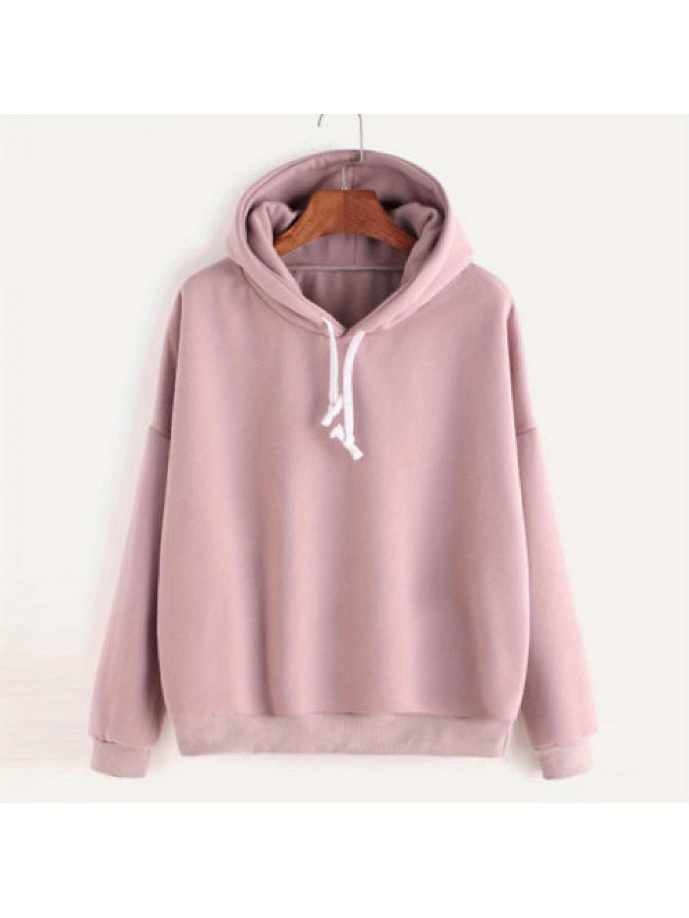 Women Autumn Winter Hoodie Sweater Long Sleeve Solid Color Hip-hop Loose Pullover Casual Thermal Drawstring Sweatshirt