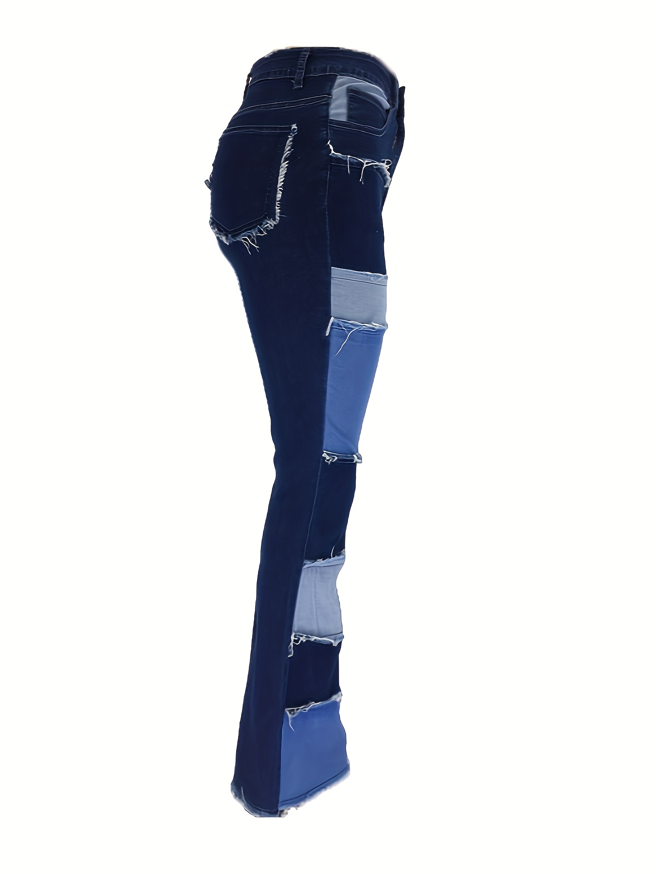 Patchwork Contrasting Flared Wide-leg Trousers Jeans