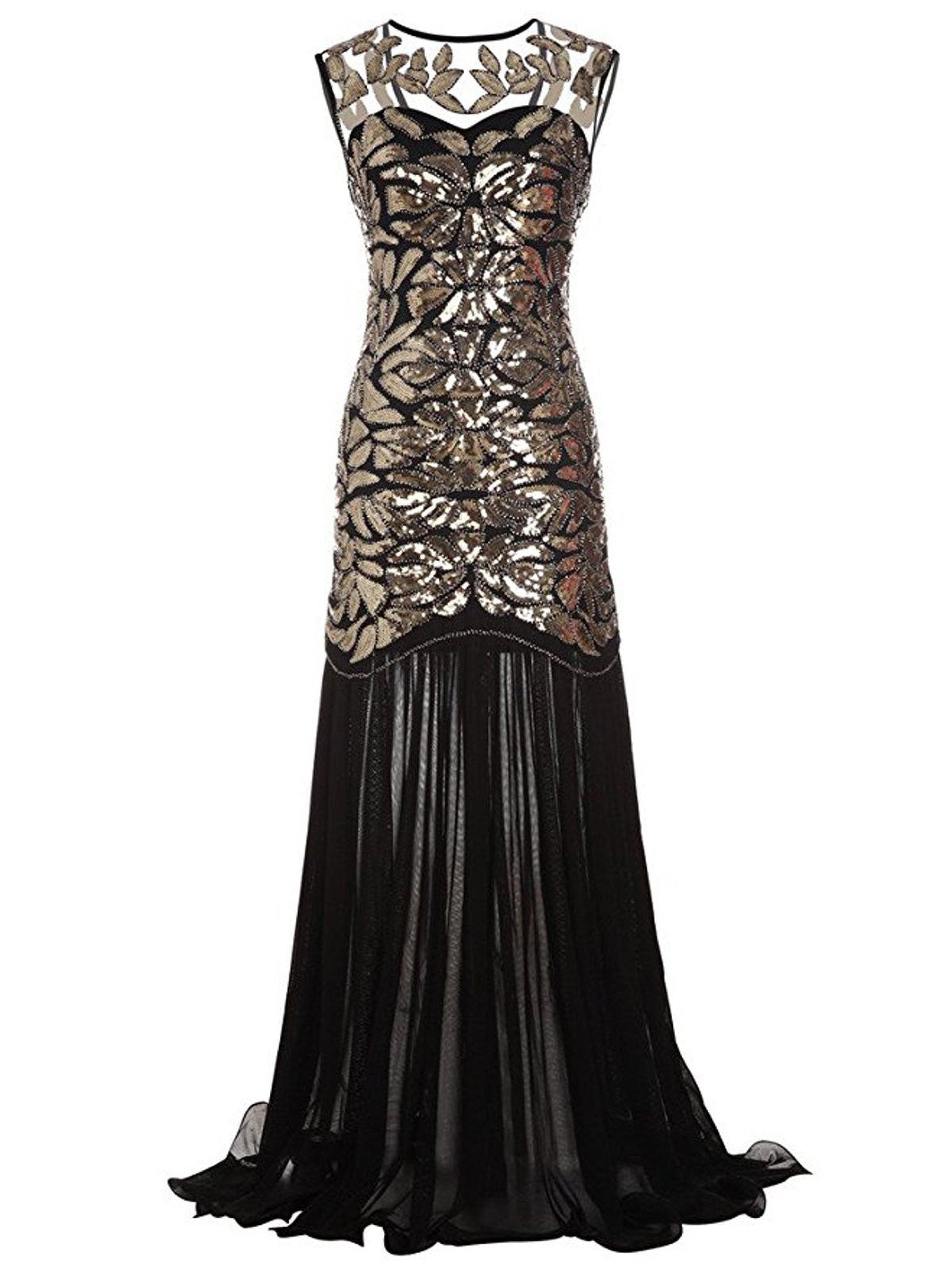 US Warehouse 1920s Sequin Gatsby Maxi Dresses