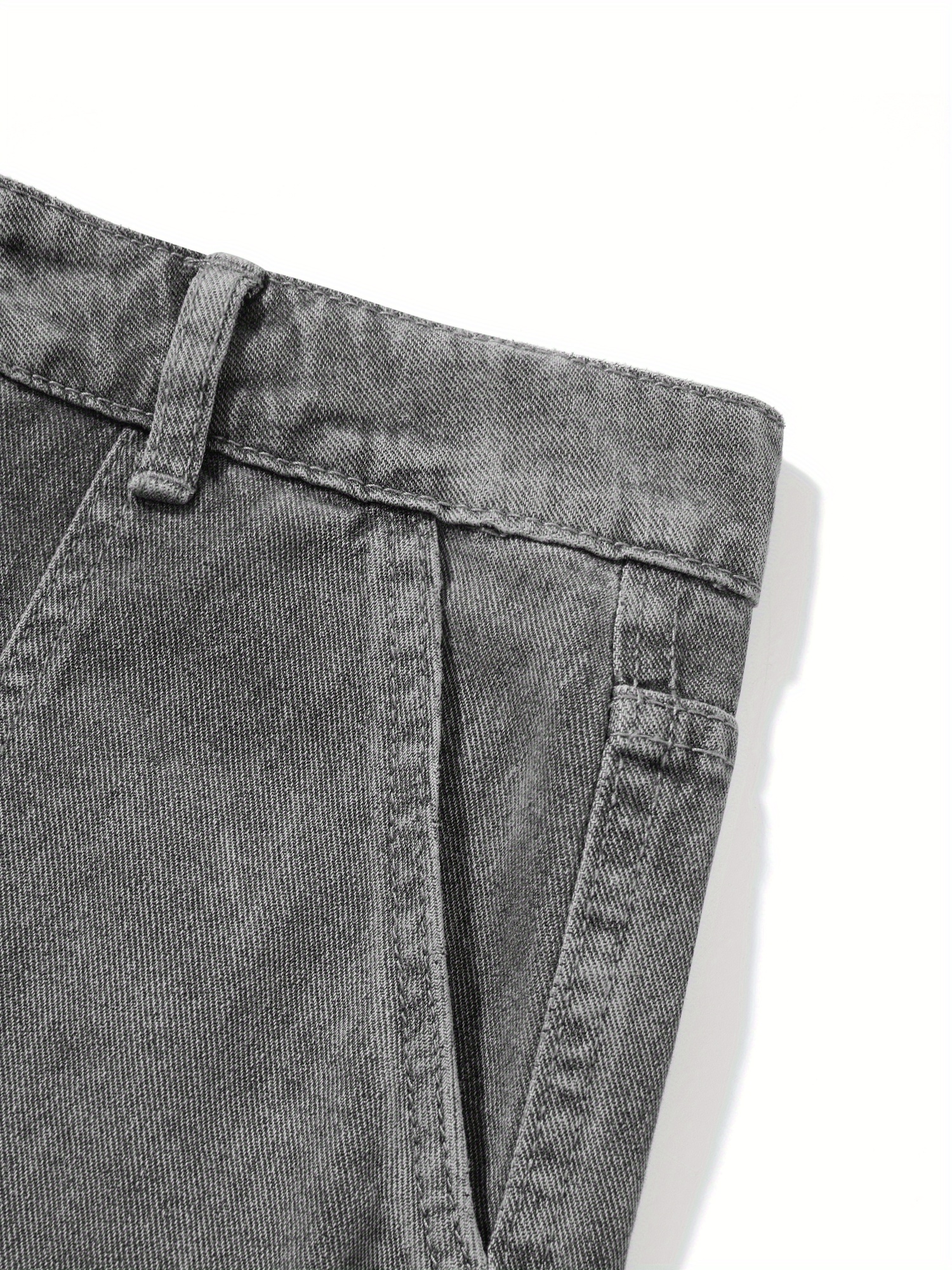 Women Straight Denim Pants, Big Pockets Star Print Long Pants Street Casual Fall Spring Trousers