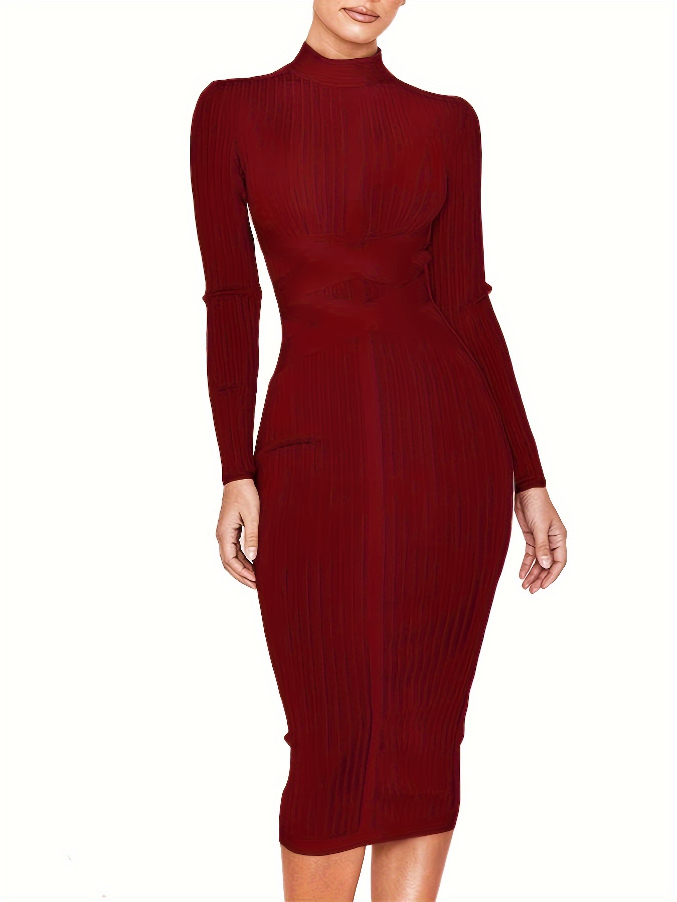 Women's Fashion Sexy Temperament Elegant Tight Autumn And Winter Mid-length Long-sleeved Bandage Dress Party Cocktail Evening Dress