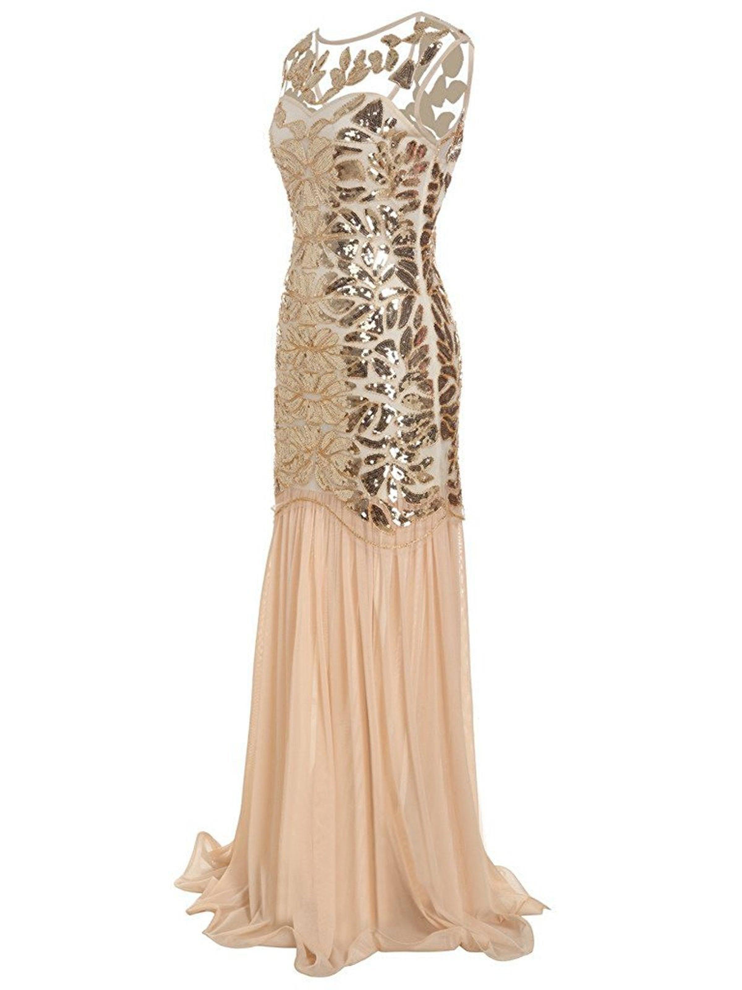 US Warehouse 1920s Sequin Gatsby Maxi Dresses