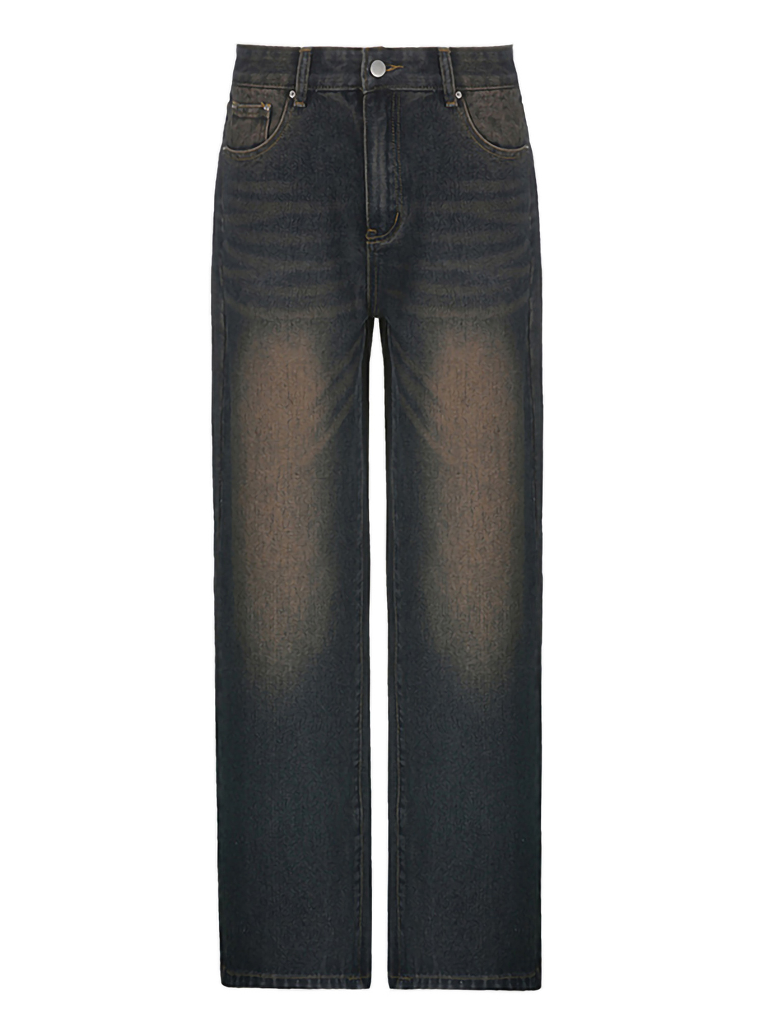 Straight Leg Distressed Washed Casual Style Zipper Button Closure Denim Pants, Women's Denim Jeans & Clothing