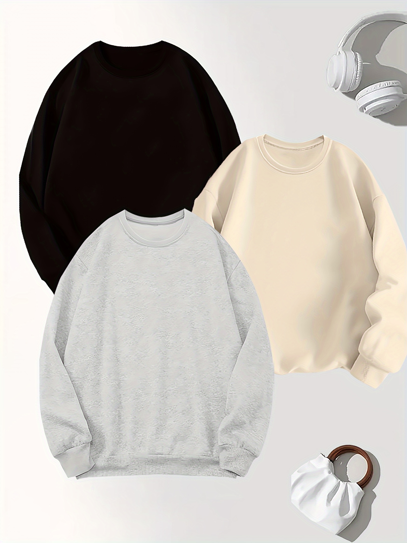 Women's Casual And Fashionable Sports Sweatshirt, Suitable For Autumn And Winter, Comfortable And Soft, Solid Color