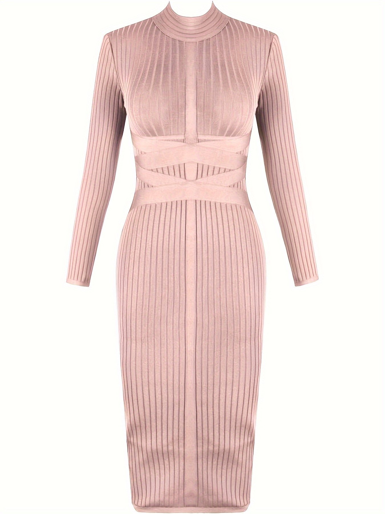 Women's Fashion Sexy Temperament Elegant Tight Autumn And Winter Mid-length Long-sleeved Bandage Dress Party Cocktail Evening Dress