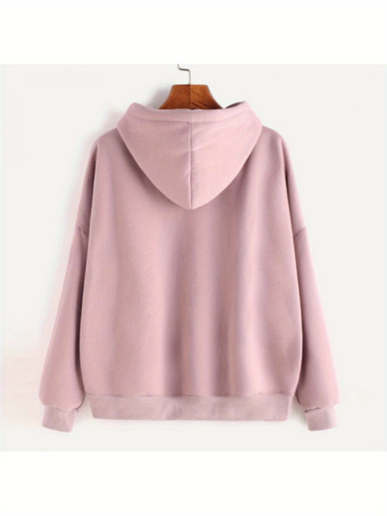 Women Autumn Winter Hoodie Sweater Long Sleeve Solid Color Hip-hop Loose Pullover Casual Thermal Drawstring Sweatshirt