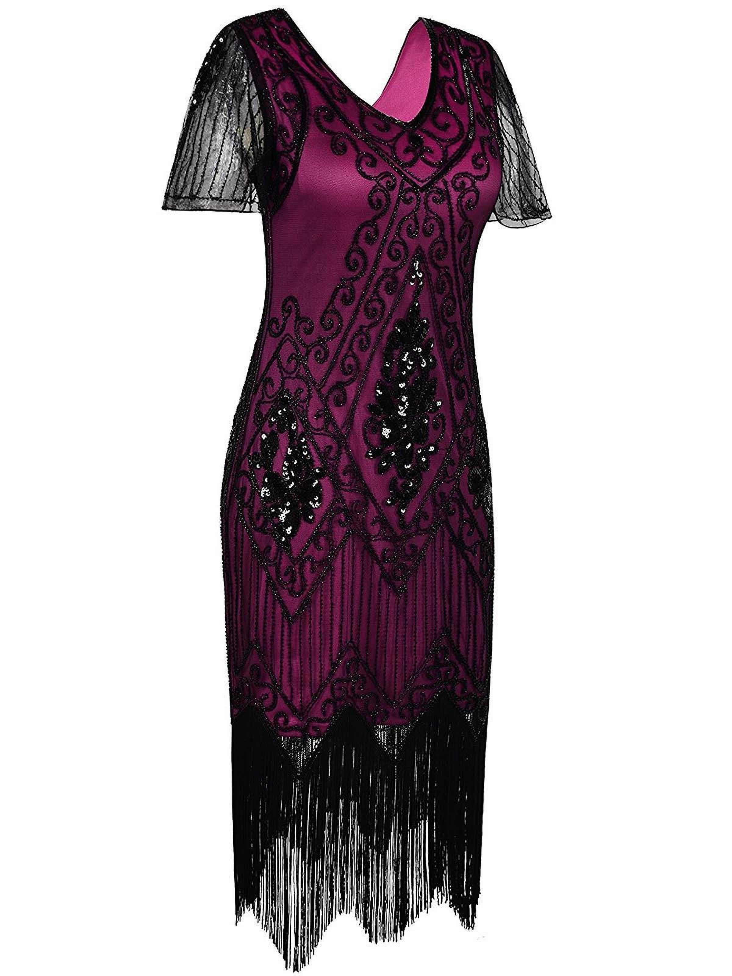 US Warehouse 1920s Sequin Art Deco Flapper Dress