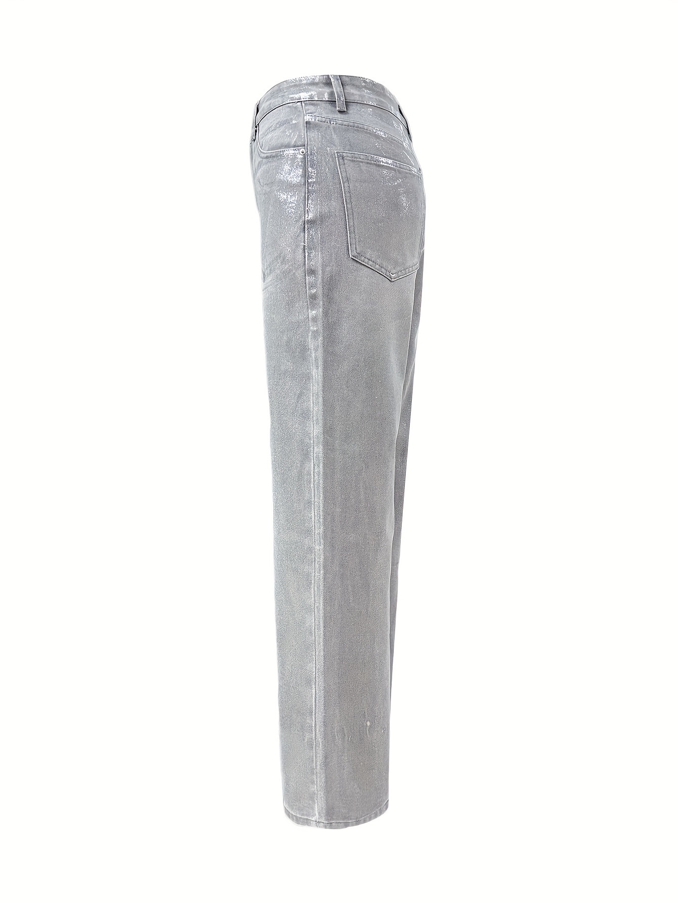 GILIPUR Women's High-Waisted Straight Leg Jeans, Cotton Blend, Streetwear Style, Machine Washable, Long Length, No Stretch, No Pattern, All Season