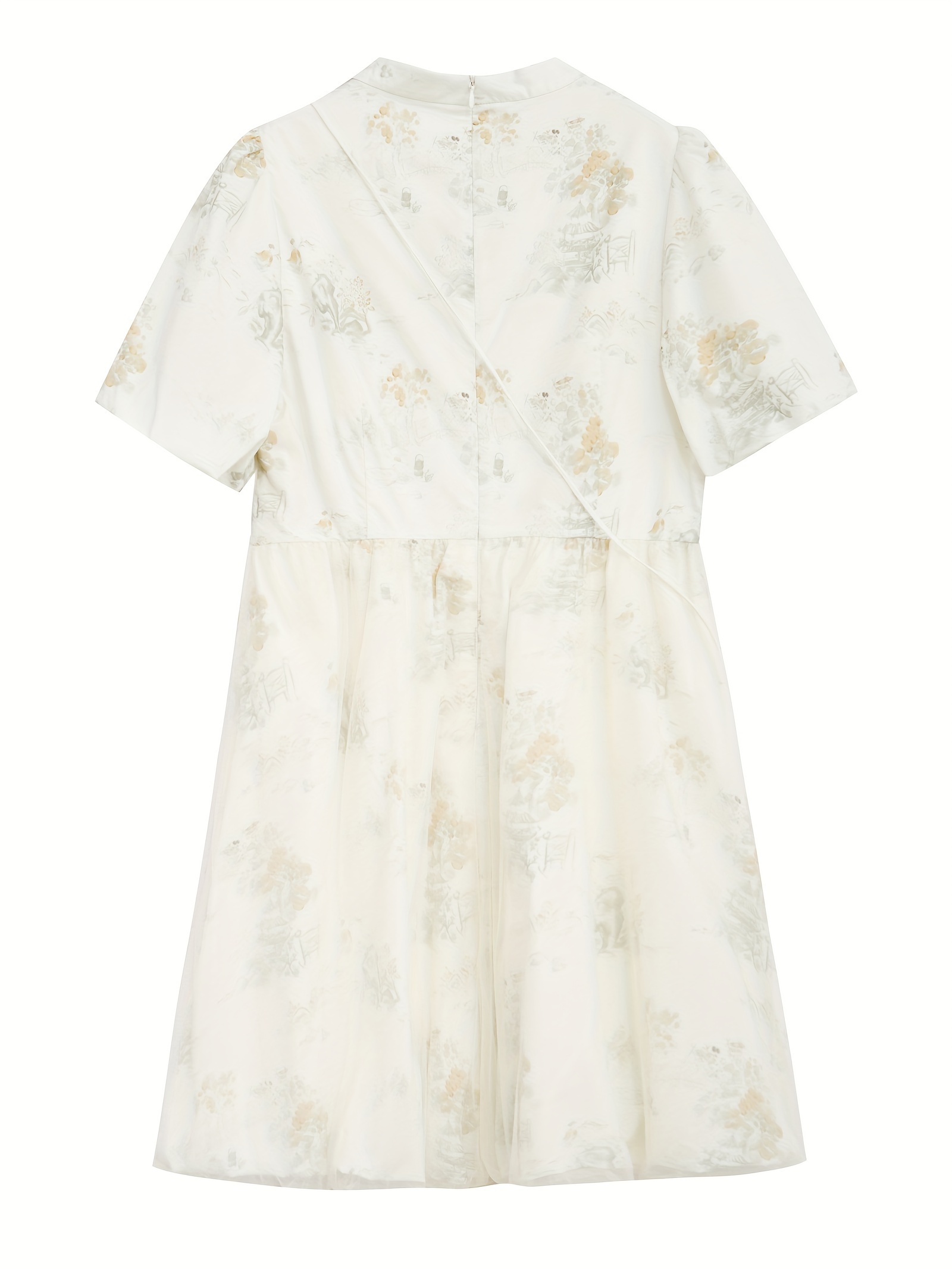 Pan Buckle New Chinese Style Dress, Elegant Short Sleeve Dress For Spring & Summer, Women's Clothing