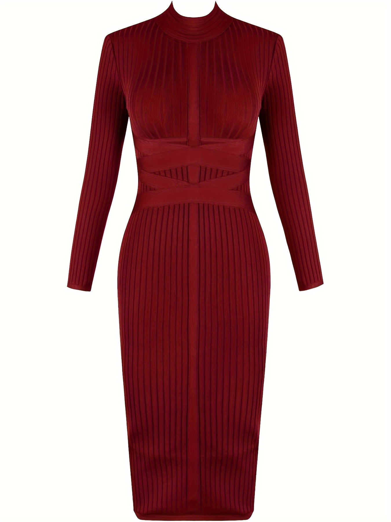 Women's Fashion Sexy Temperament Elegant Tight Autumn And Winter Mid-length Long-sleeved Bandage Dress Party Cocktail Evening Dress
