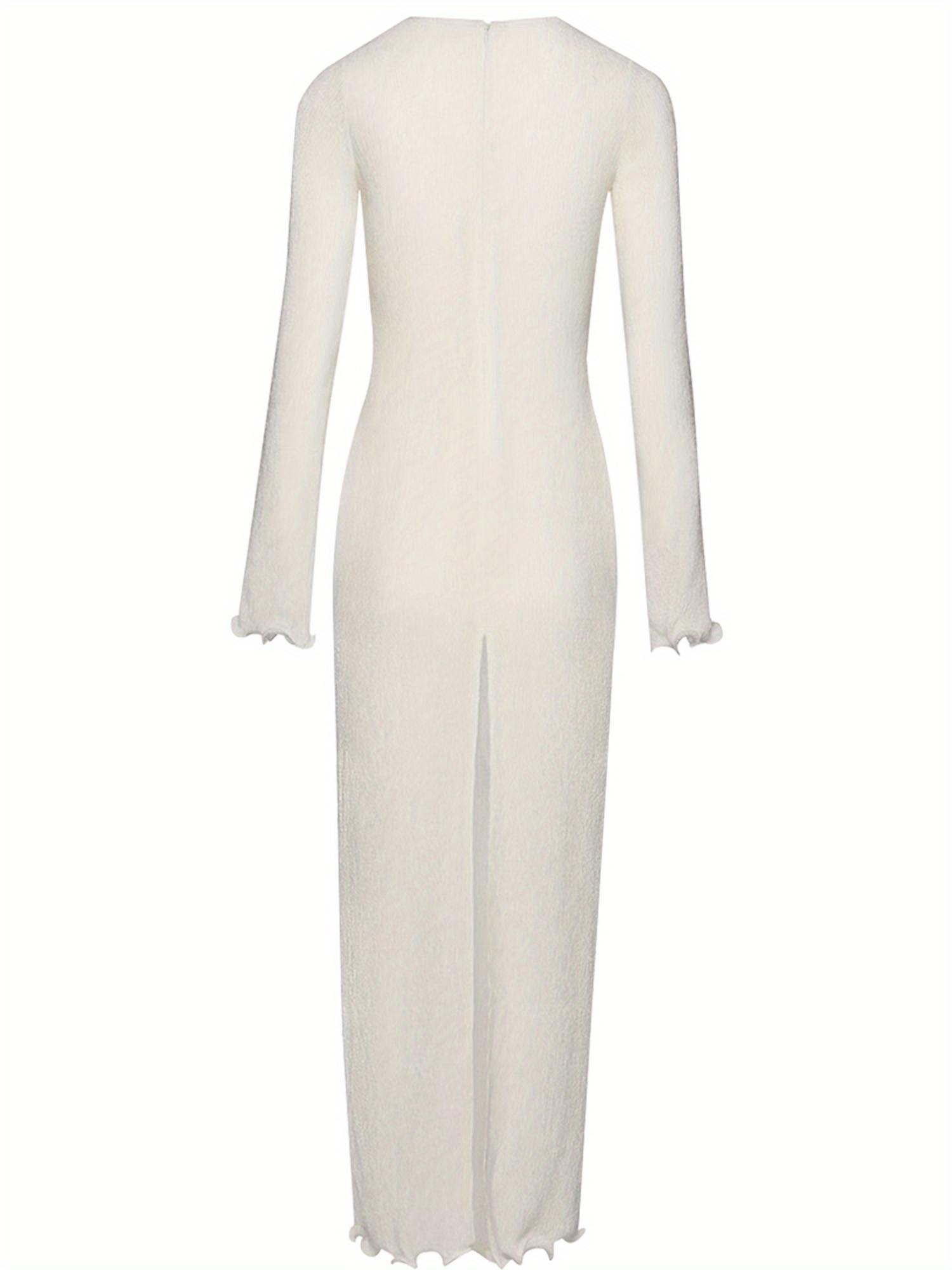 Women Long Dress, Long Sleeve Slit Dress Flower Slim Fit Cocktail Dress for Party Evening