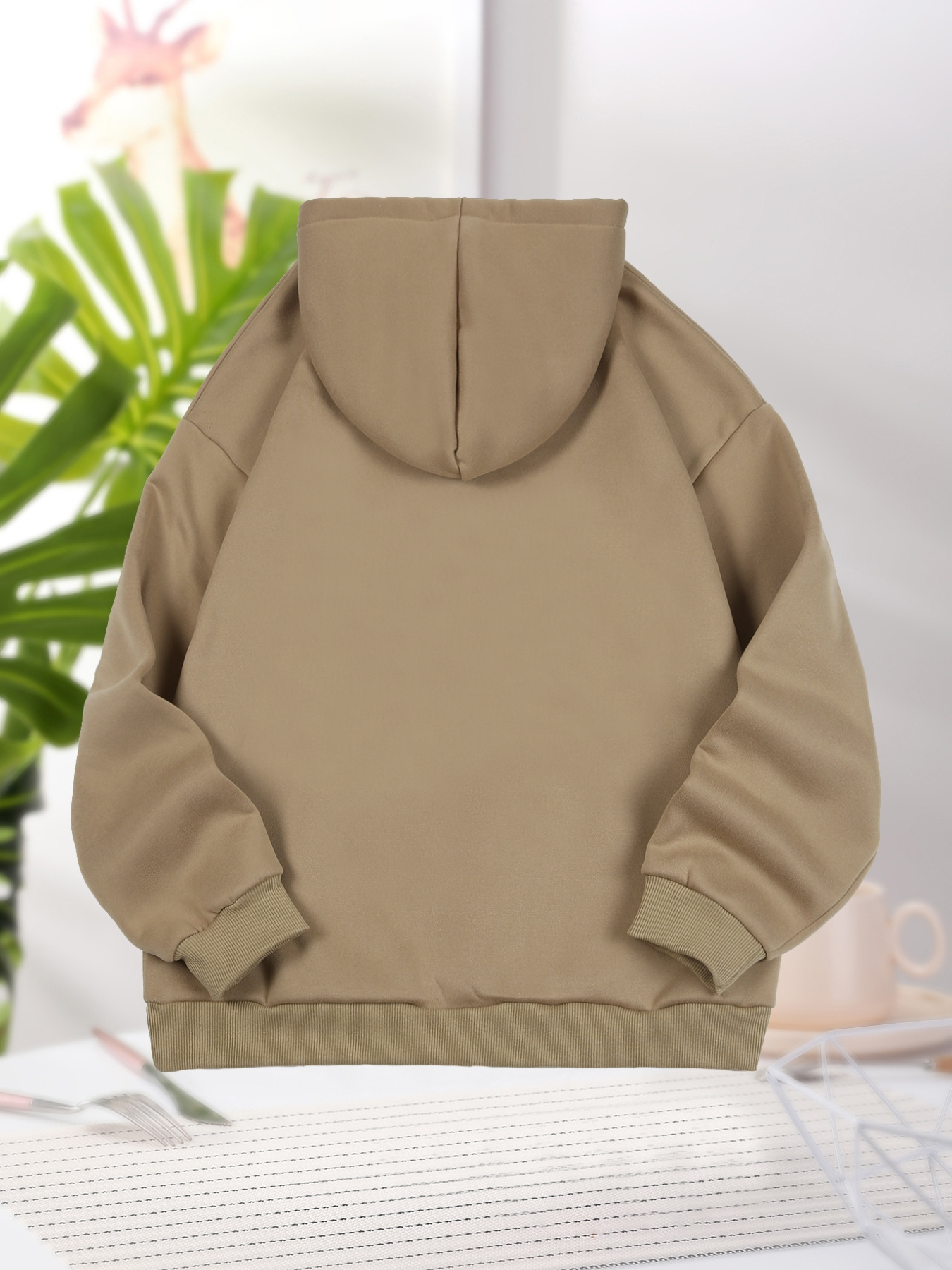 Bear And Letter Graphic Long Sleeve Hooded Sweatshirt, Fashion Drawstring Kangaroo Pocket Hoodie, Women's Clothing