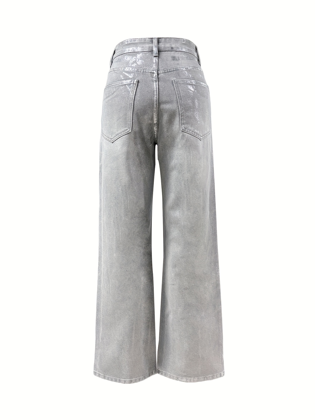 GILIPUR Women's High-Waisted Straight Leg Jeans, Cotton Blend, Streetwear Style, Machine Washable, Long Length, No Stretch, No Pattern, All Season