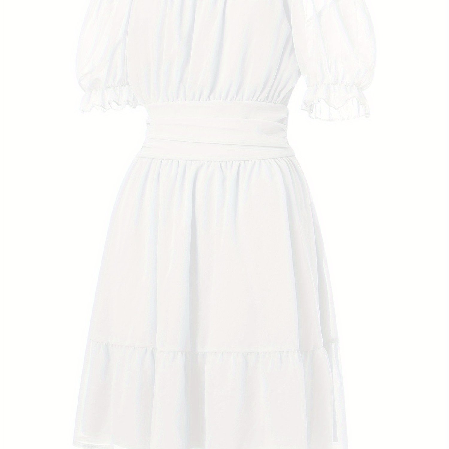 Womens Casual Short Sleeve Dress Fashion Solid Color Boat Neck Tie-up Backless A-line Dress