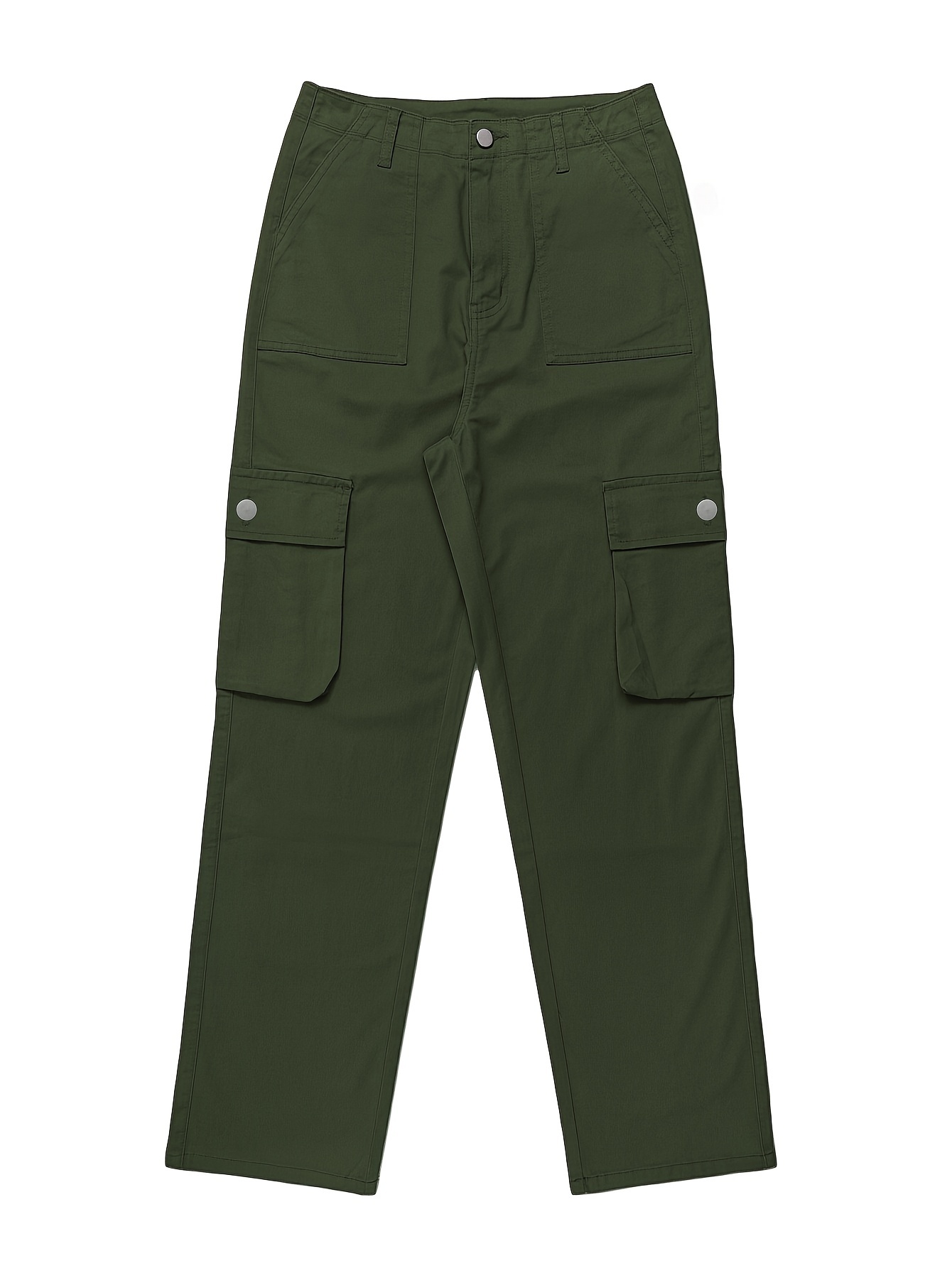 Plain Side Flap Pocket Streetwear Loose Fit Cargo Jeans Denim Pants, Women's Denim Jeans & Clothing