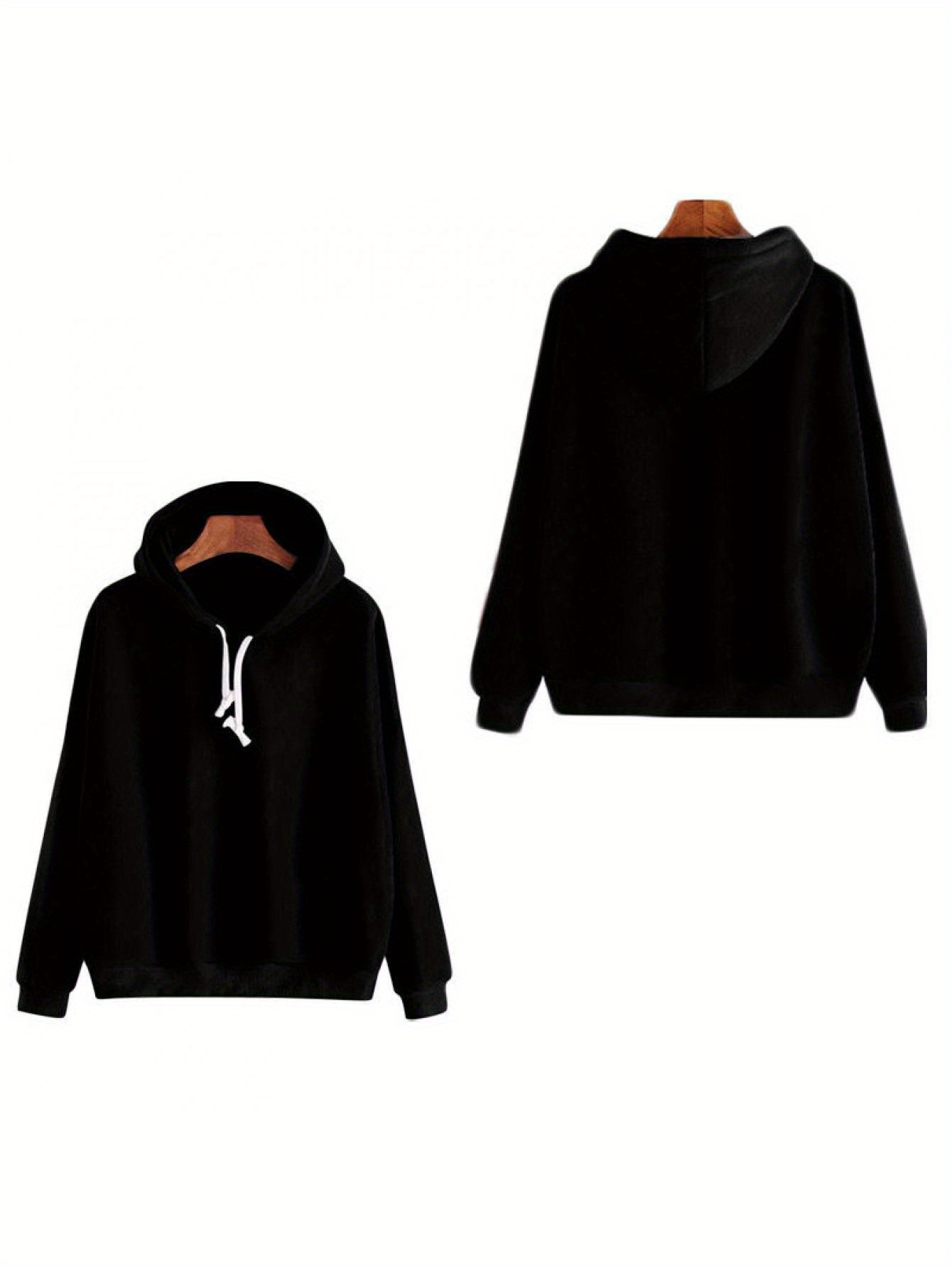 Women Autumn Winter Hoodie Sweater Long Sleeve Solid Color Hip-hop Loose Pullover Casual Thermal Drawstring Sweatshirt
