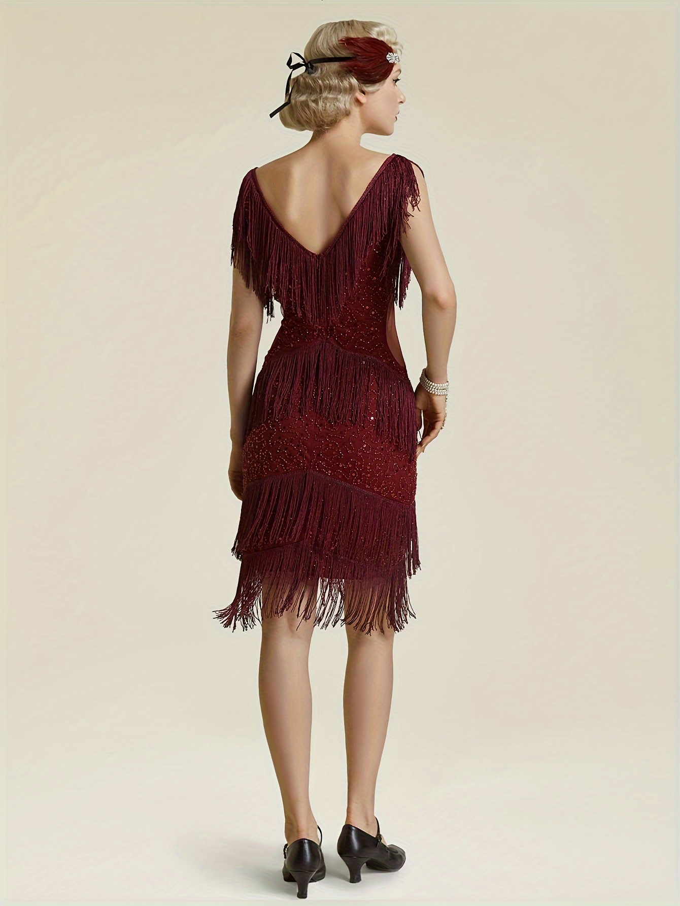 Women's 1920s Flapper Dress V Neck Slip Dress