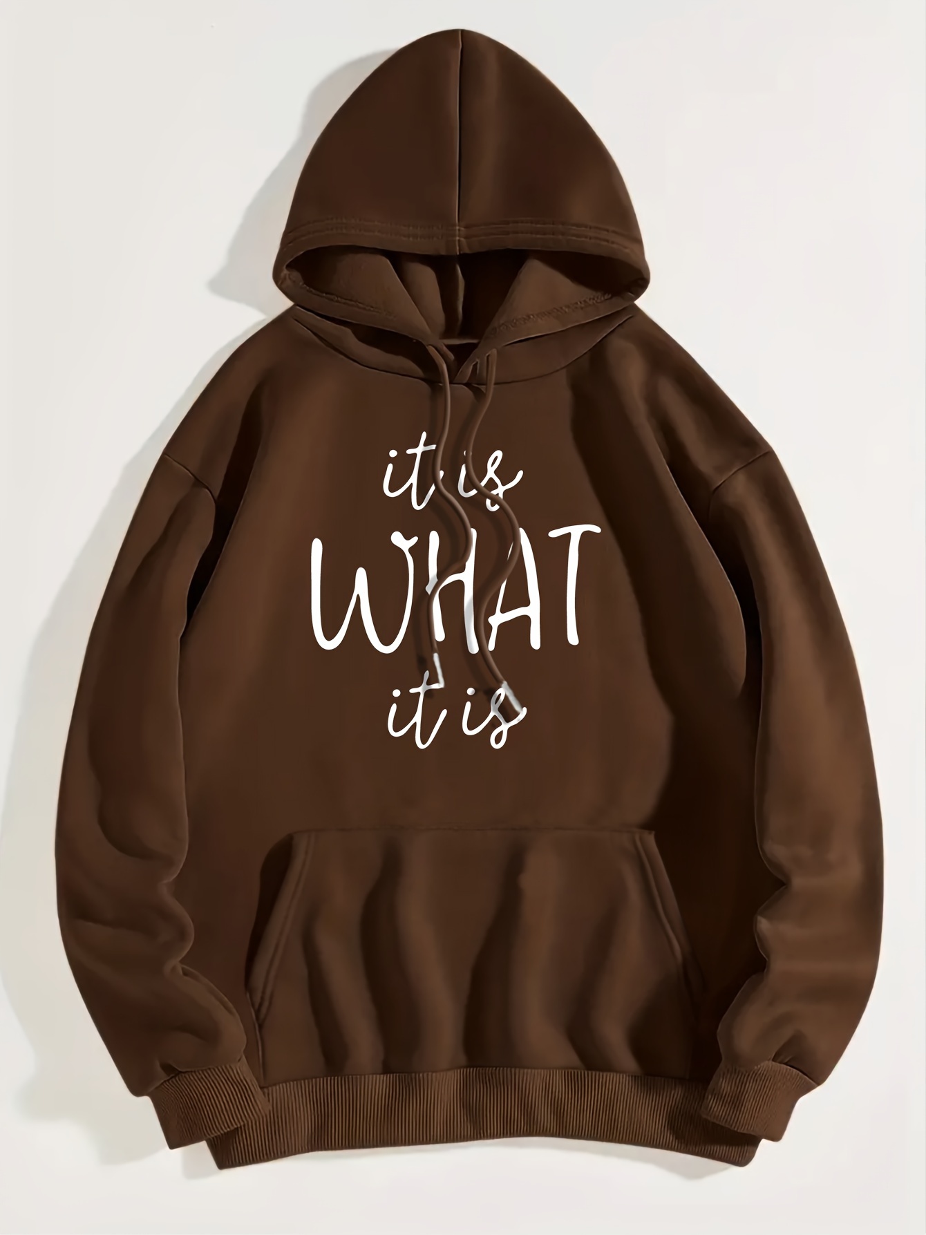 Art Letter Print Hoodie, Casual Kangaroo Pocket Long Sleeve Drawstring Hoodie For Fall & Winter, Women's Clothing