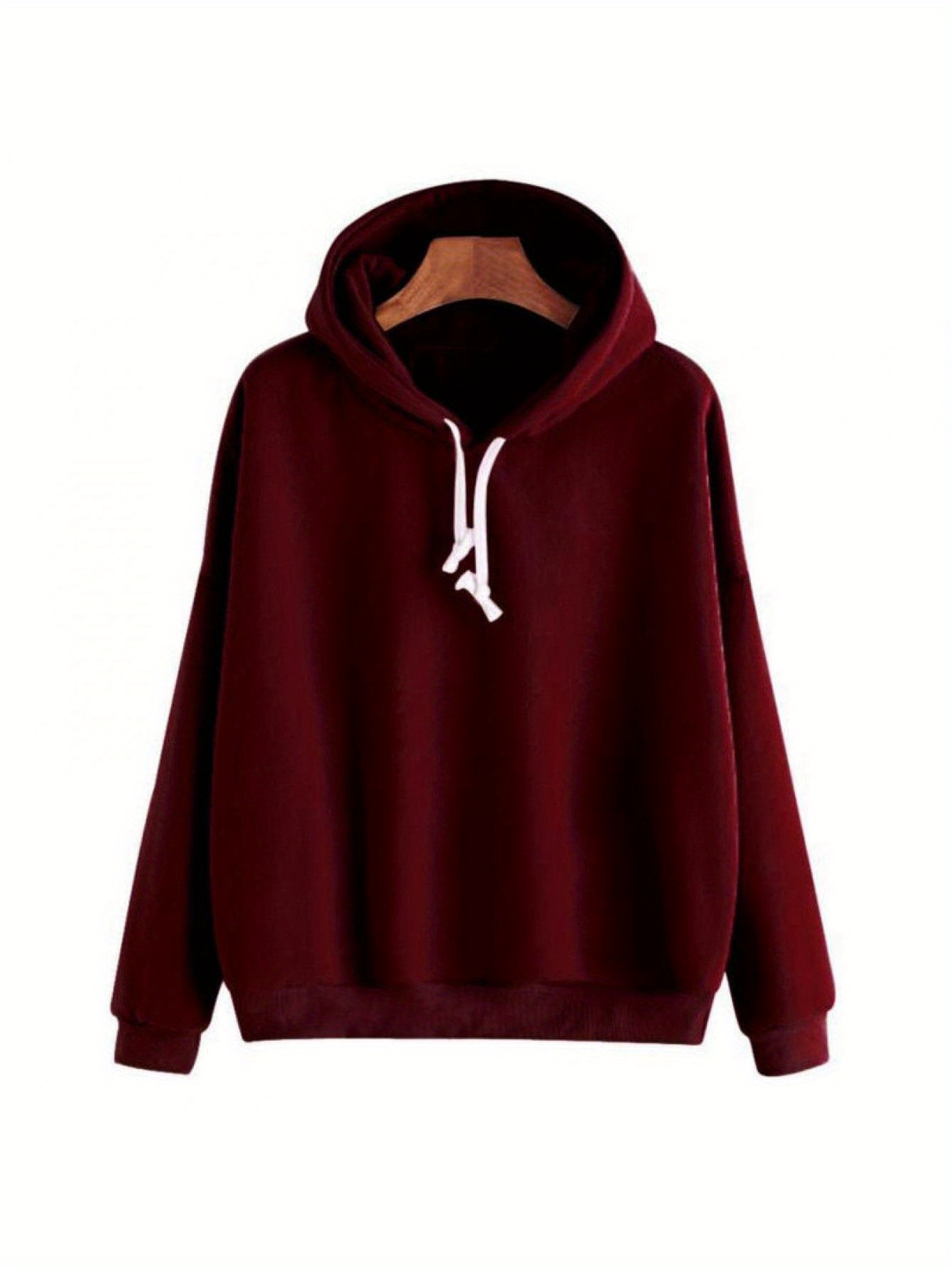 Women Autumn Winter Hoodie Sweater Long Sleeve Solid Color Hip-hop Loose Pullover Casual Thermal Drawstring Sweatshirt