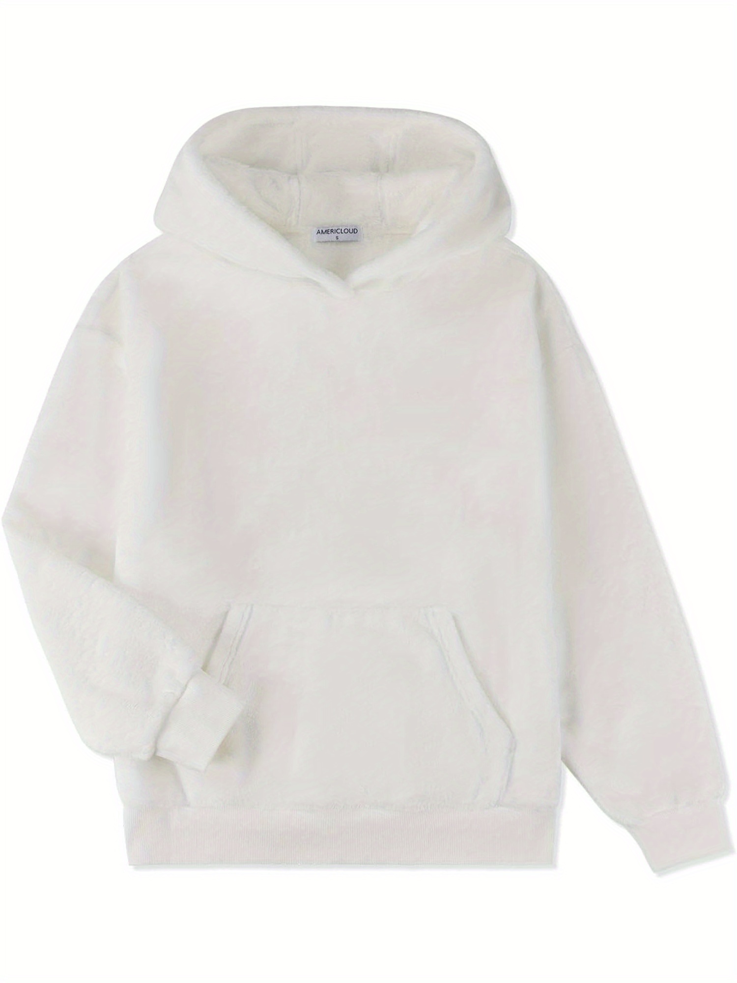 Women's Sherpa Pullover Fuzzy Fleece Sweatshirt Warm Fuzzy Soft Oversized Fleece Pockets Hoodie Size