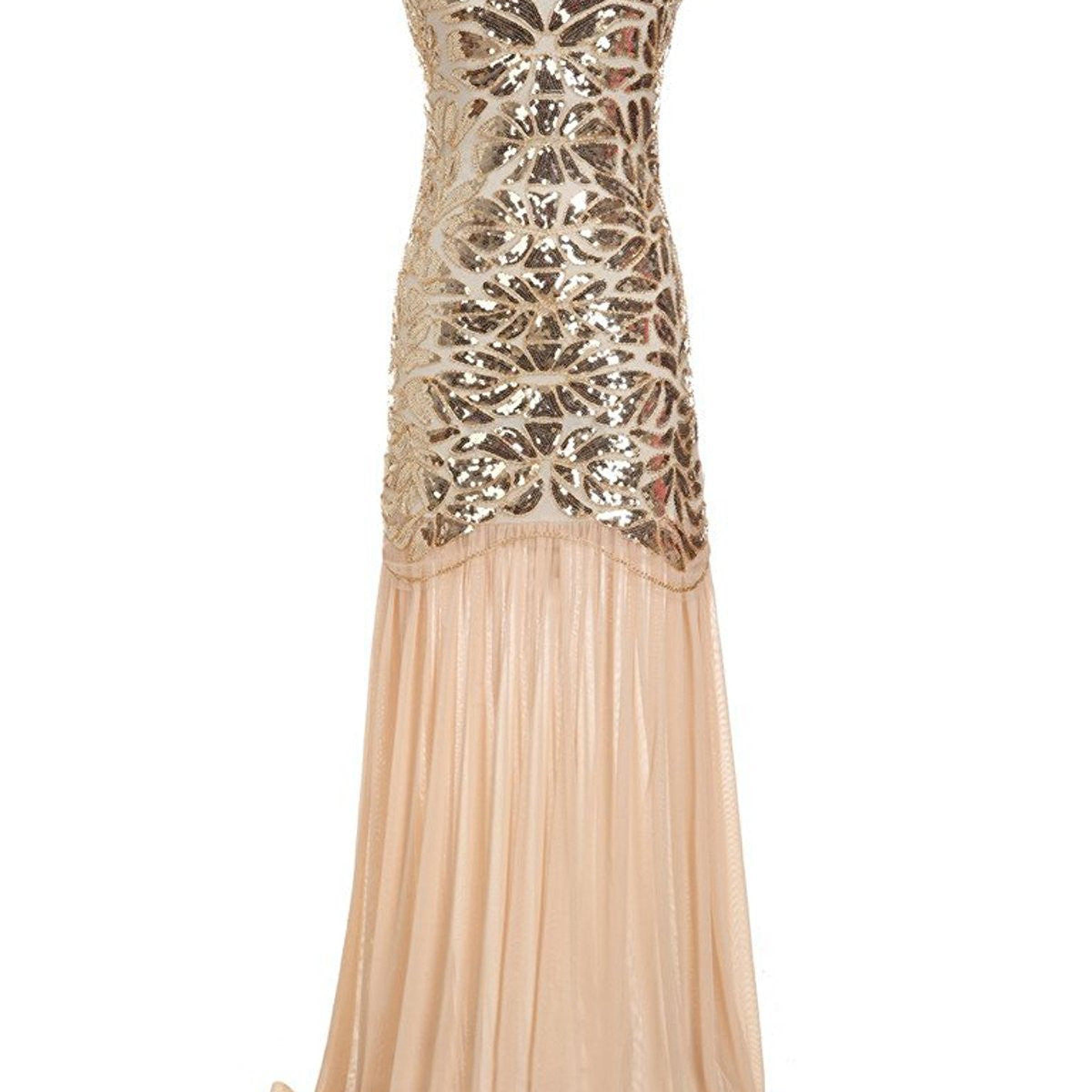 US Warehouse 1920s Sequin Gatsby Maxi Dresses