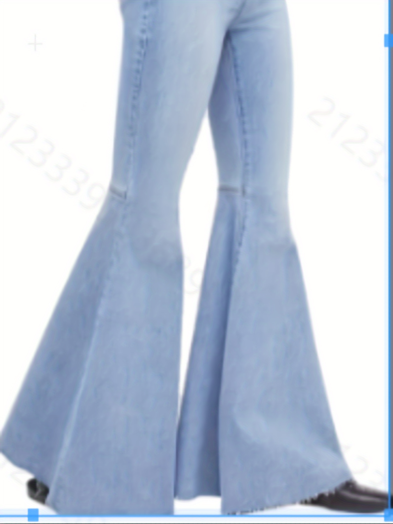 Chic Womens Bell Bottom Jeans - Comfortable High Waist, Super Stretch, Raw Hem, Flared Legs - Curvy Fit, Fashion-Forward Classic Blue