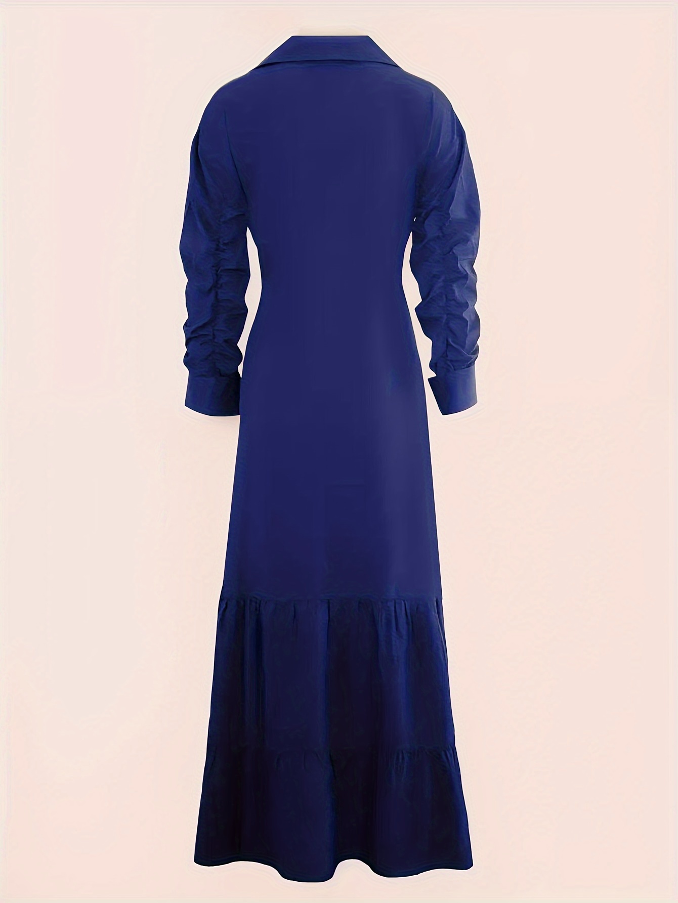 Women's Casual Tie V Neck Dress Fall Winter Long Sleeve A Line Swing Tunic Maxi Dress