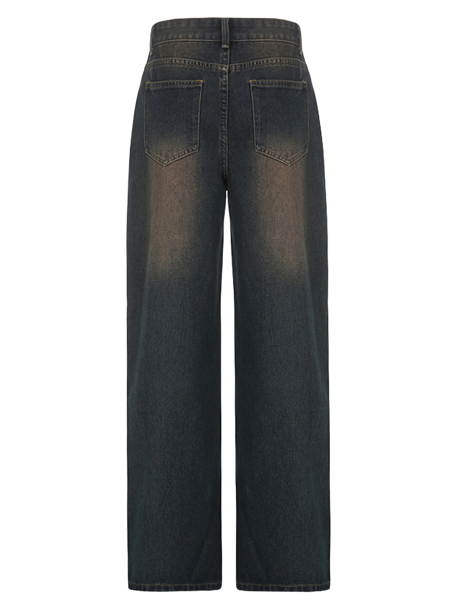 Straight Leg Distressed Washed Casual Style Zipper Button Closure Denim Pants, Women's Denim Jeans & Clothing