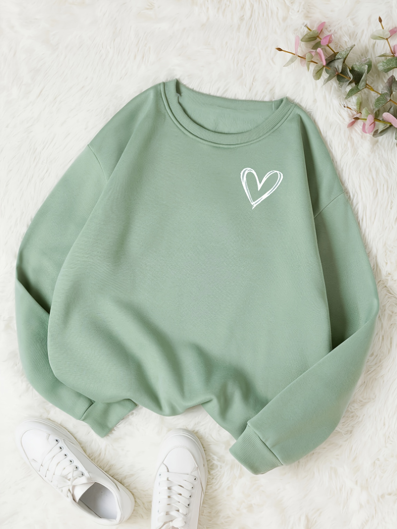 4pcs Printed Round Neck Sports Sweatshirt, Long Sleeve Pullover Sweatshirt, Women's Clothing