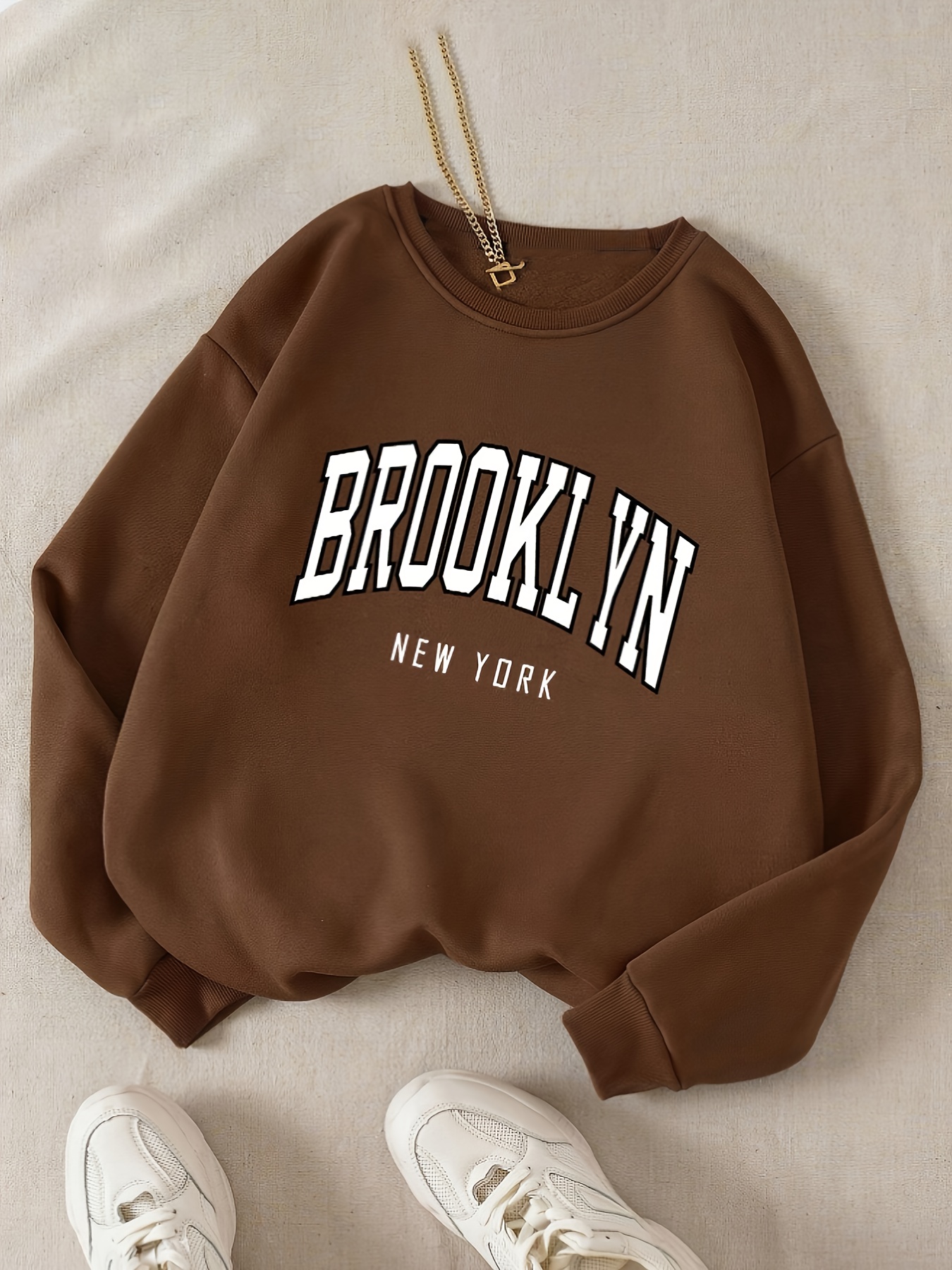 4pcs Printed Round Neck Sports Sweatshirt, Long Sleeve Pullover Sweatshirt, Women's Clothing