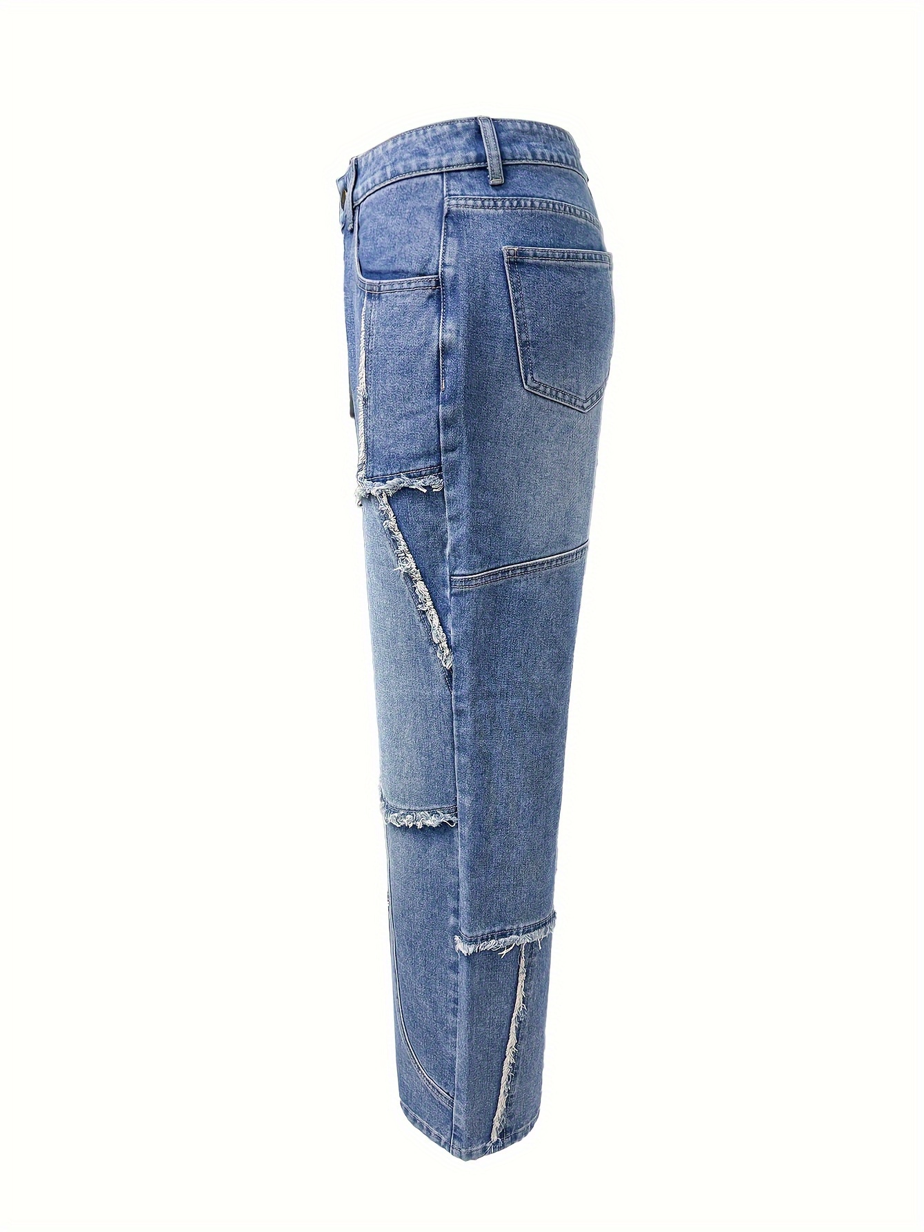 High-Waisted Straight Leg Jeans For Women, Cotton And Polyester Blend, Streetwear Style, Machine Washable, No Stretch, All Season