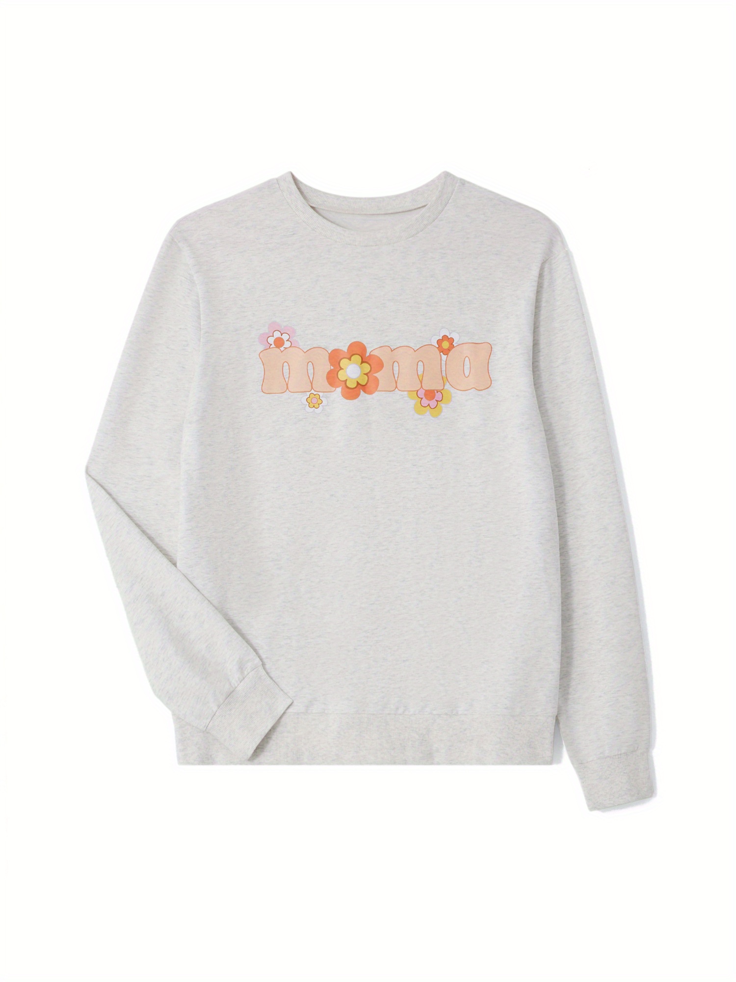 Mommy and MeMom Matching Sweatshirt Flower Letter Print Long Sleeve Round Neck Pullover Tops for Fall Winter