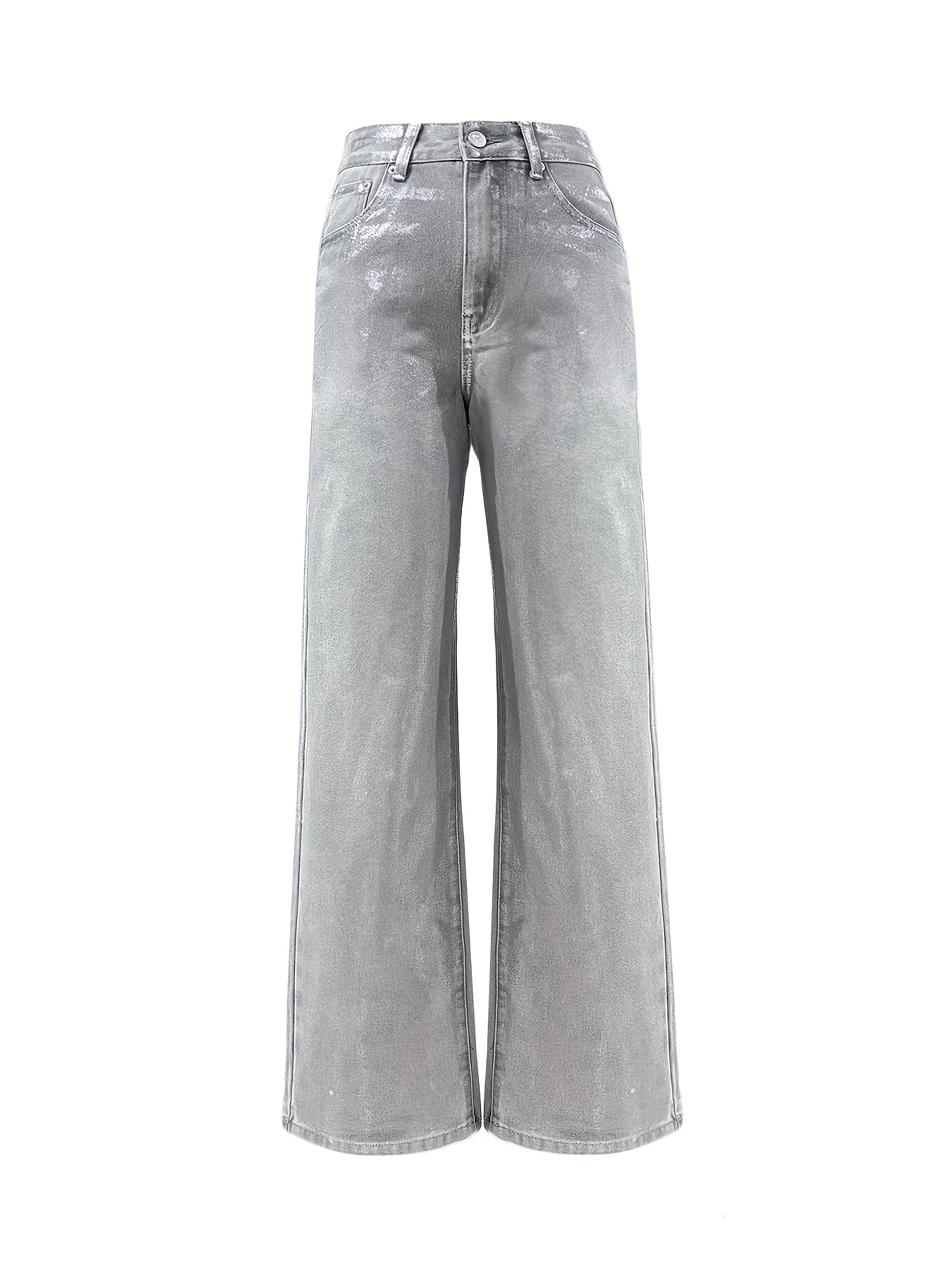 GILIPUR Women's High-Waisted Straight Leg Jeans, Cotton Blend, Streetwear Style, Machine Washable, Long Length, No Stretch, No Pattern, All Season