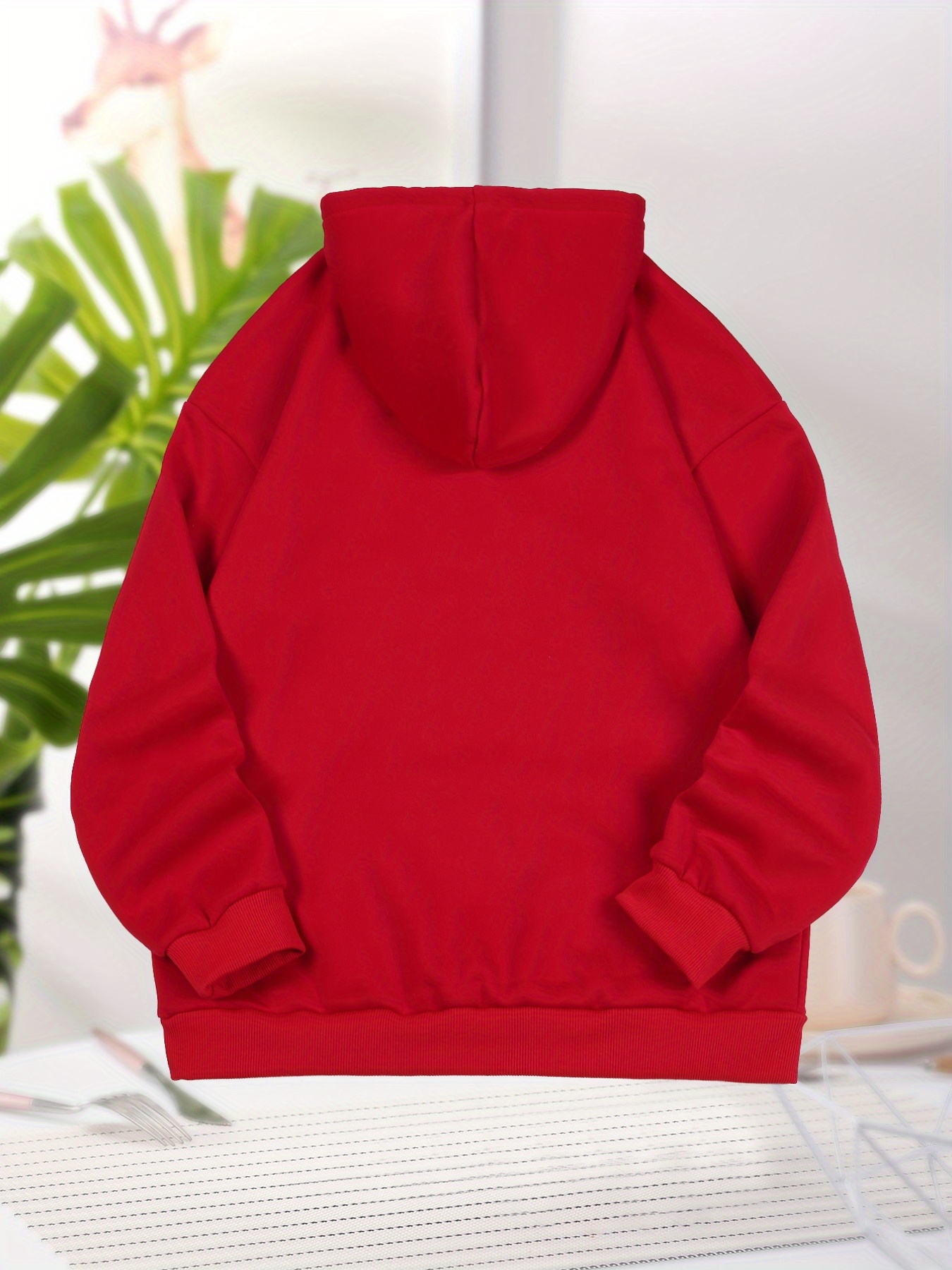 Bear And Letter Graphic Long Sleeve Hooded Sweatshirt, Fashion Drawstring Kangaroo Pocket Hoodie, Women's Clothing