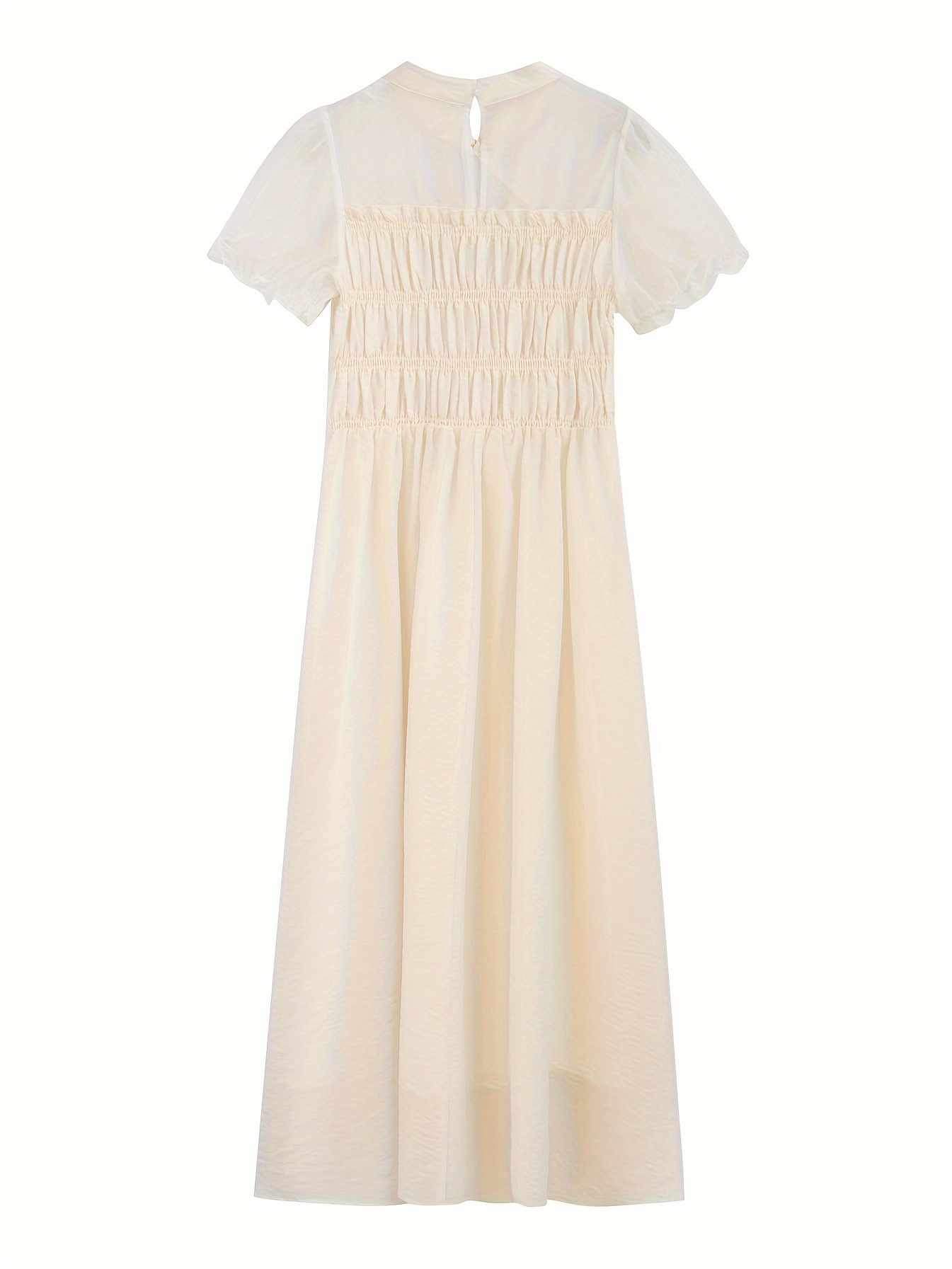 Elegant Summer Midi Dress for Women - Slimming Waist, Stand Collar, Breathable Viscose Blend, Semi-Sheer in Purple & White
