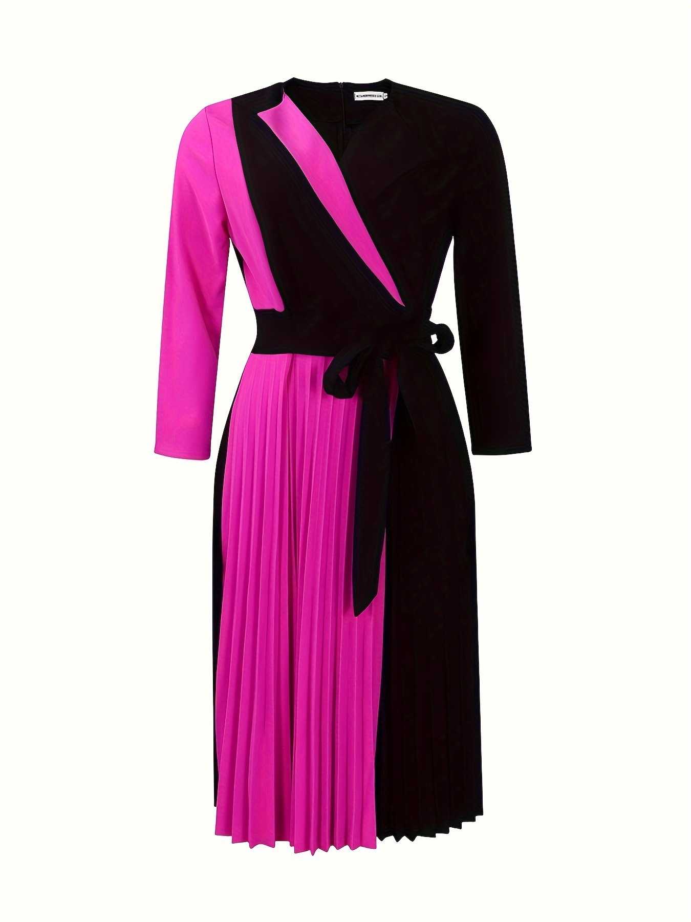 Elegant Dress With Stylish Color Blocking Straps And Pleated Skirts