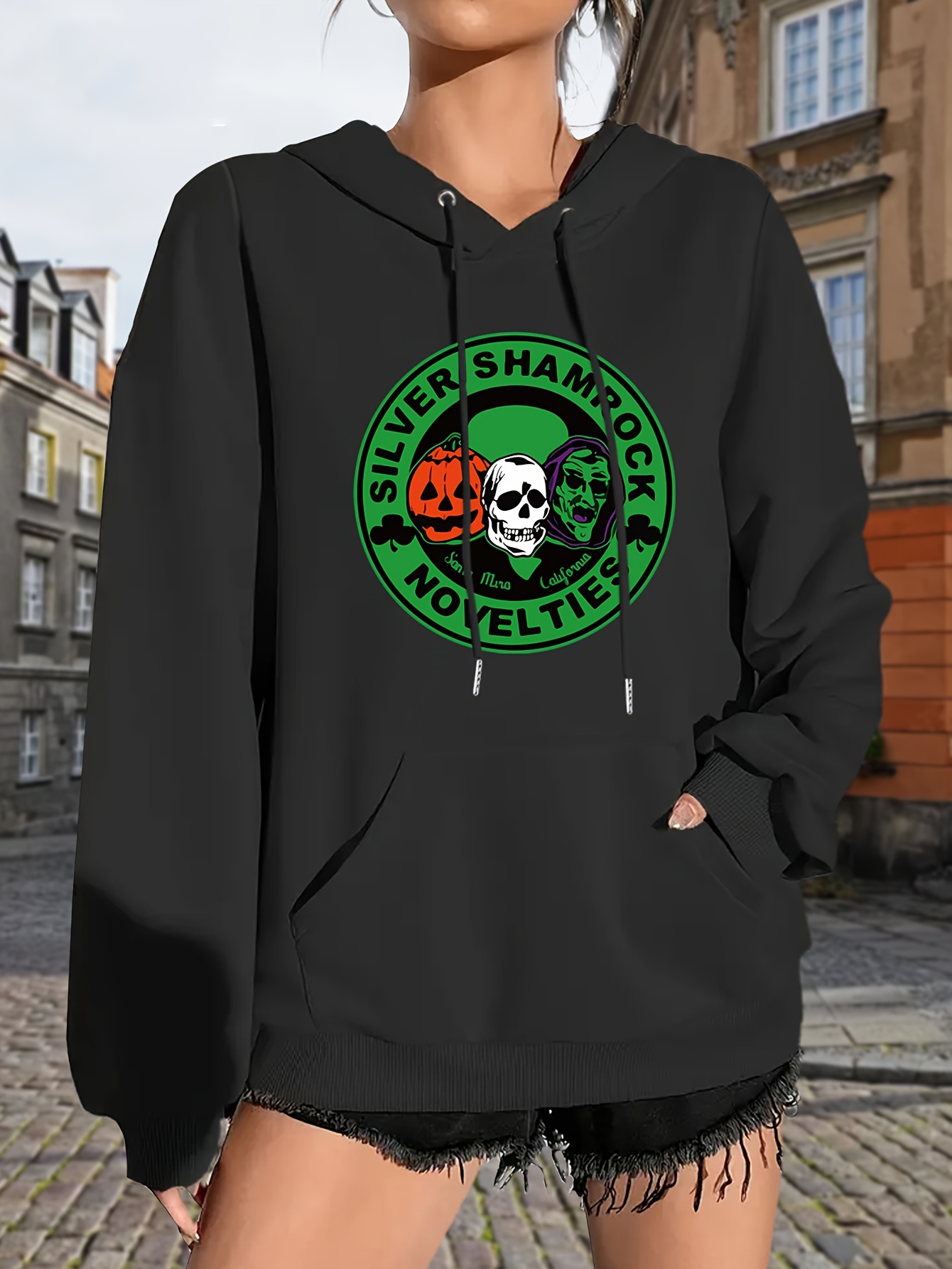 Skeleton Print Oversized Hoodie For Women Women's Sweatshirt Popular Sweatshirt Women's Gift Halloween Print Hoodie New Style Hooded Sweatshirt Kangaroo Pocket Print Lightweight Trendy For Autumn Winter Casual Sweatshirt