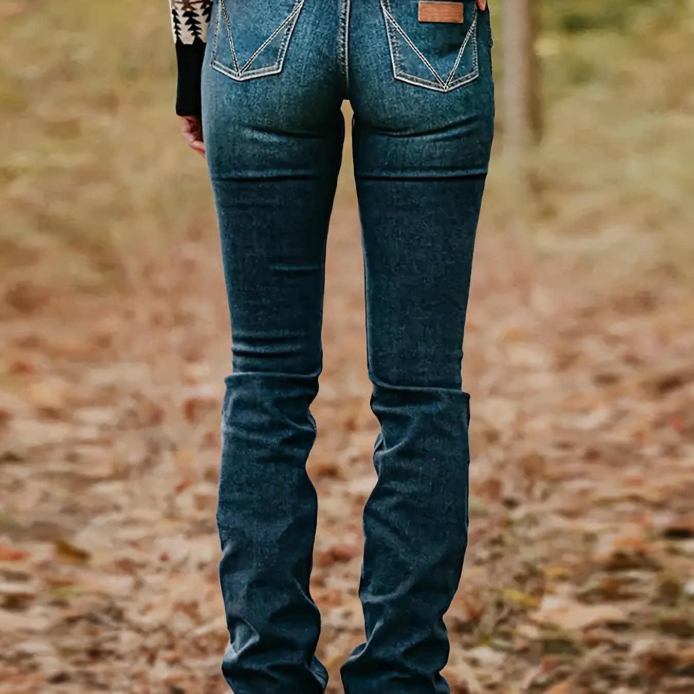 Slim Fit Whiskering Washed Blue Retro Style Zipper Button Closure Denim Pants, Women's Denim Jeans & Clothing