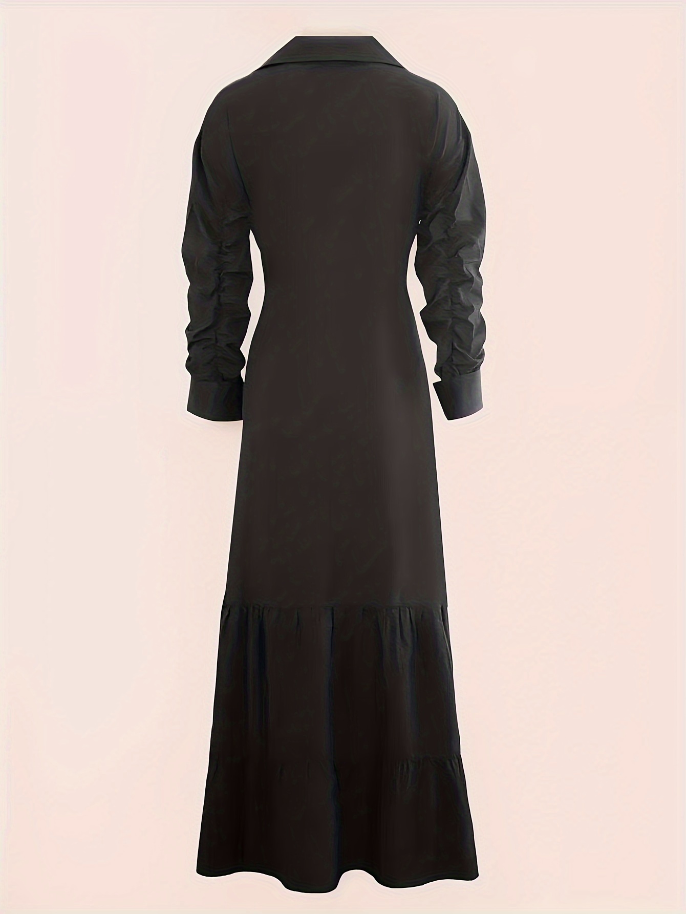 Women's Casual Tie V Neck Dress Fall Winter Long Sleeve A Line Swing Tunic Maxi Dress