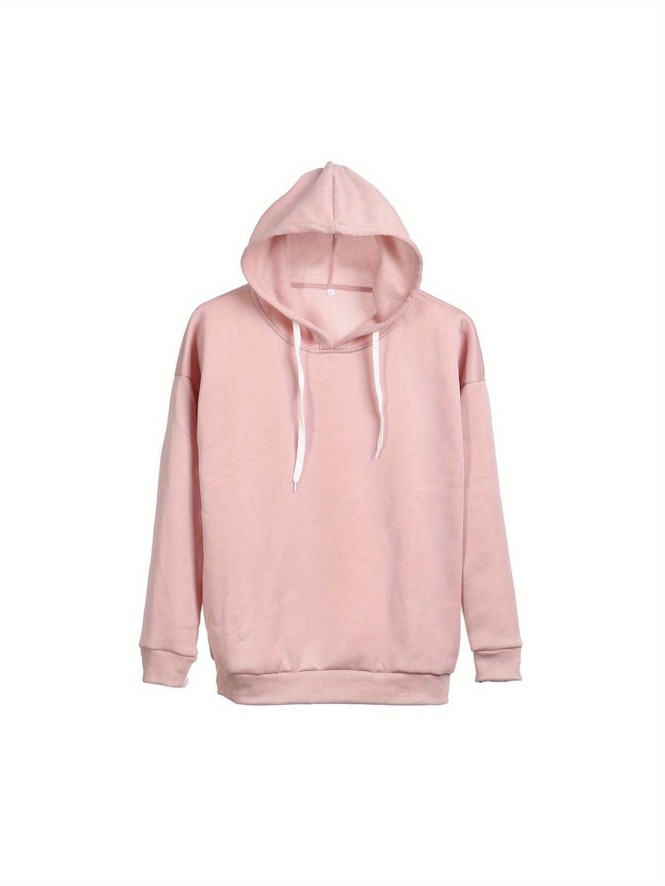 Women Autumn Winter Hoodie Sweater Long Sleeve Solid Color Hip-hop Loose Pullover Casual Thermal Drawstring Sweatshirt