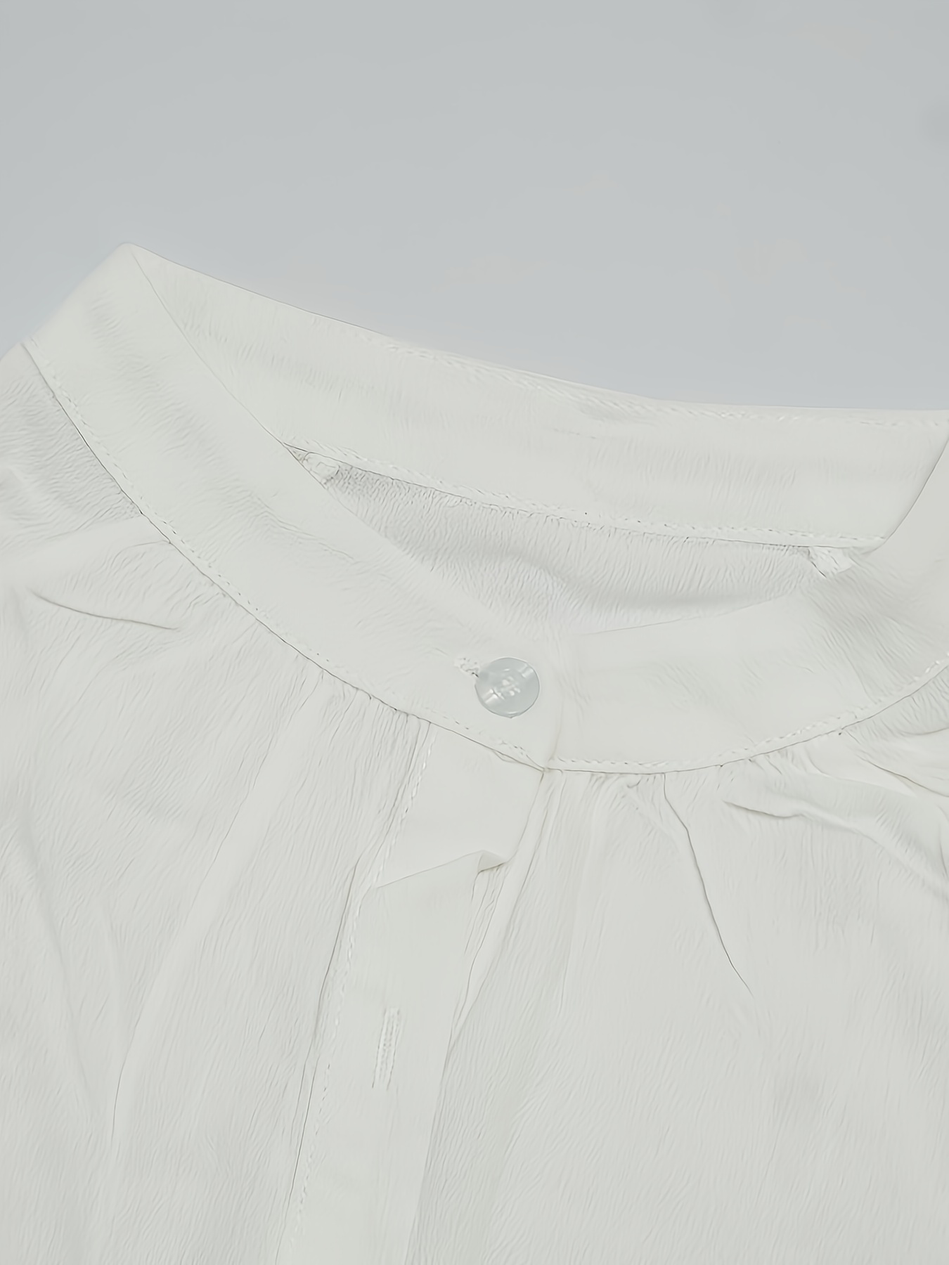 Solid Textured Crew Neck Shirt Dress, Elegant Long Sleeve Side Spilt Button Down Dress For Spring & Summer, Women's Clothing