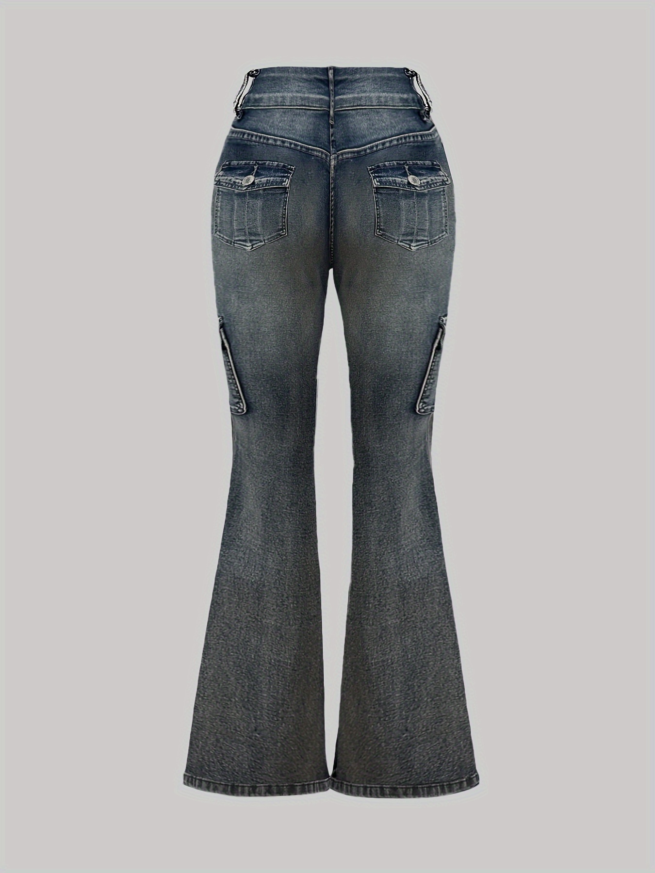 High-Waisted Retro Distressed Denim Jeans With Multiple Pockets, Stretch Cotton Blend, Classic Fit, Zipper Fly, And Button Closure