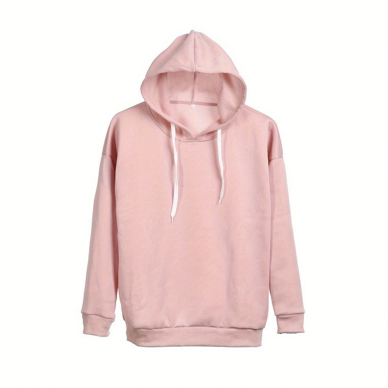Women Autumn Winter Hoodie Sweater Long Sleeve Solid Color Hip-hop Loose Pullover Casual Thermal Drawstring Sweatshirt
