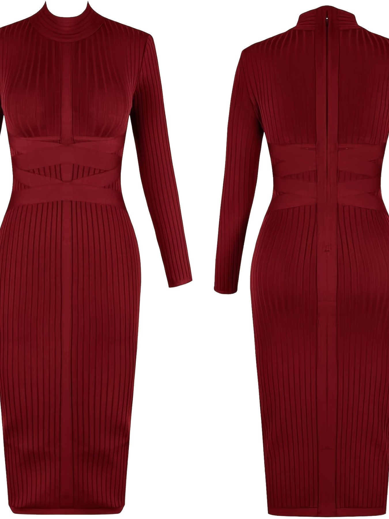 Women's Fashion Sexy Temperament Elegant Tight Autumn And Winter Mid-length Long-sleeved Bandage Dress Party Cocktail Evening Dress